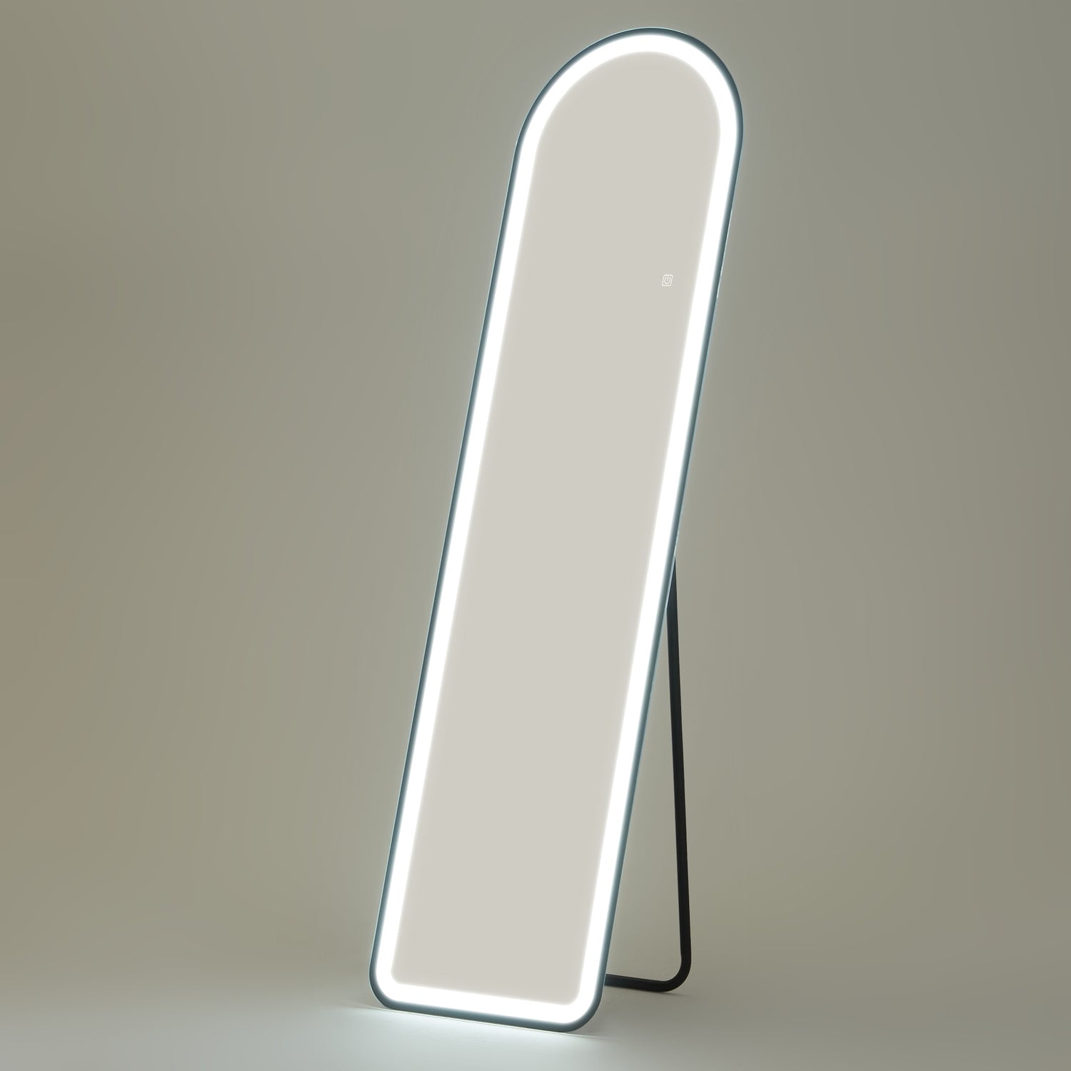 Stående hellängdsspegel, LED-ljus, Touch Switch, Svart