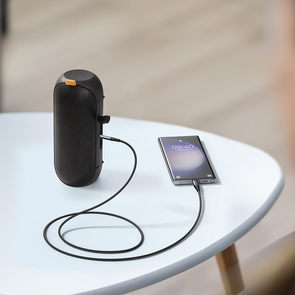Stereoljudkabel för telefon AUX 3,5 mm minijack - USB-C 1,2 m svart