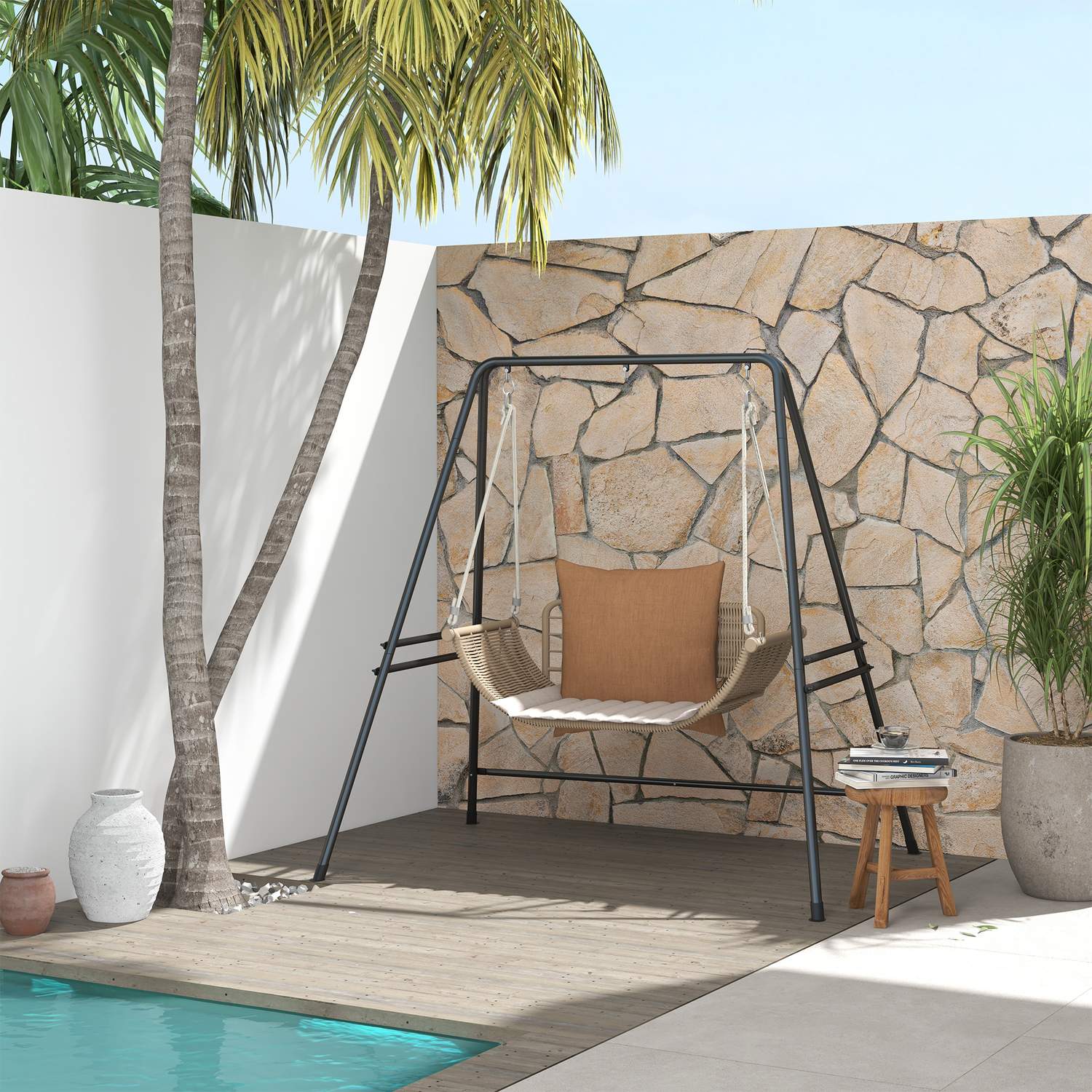 Stål för hängande stolar, 150 kg kapacitet, inomhus/utomhus