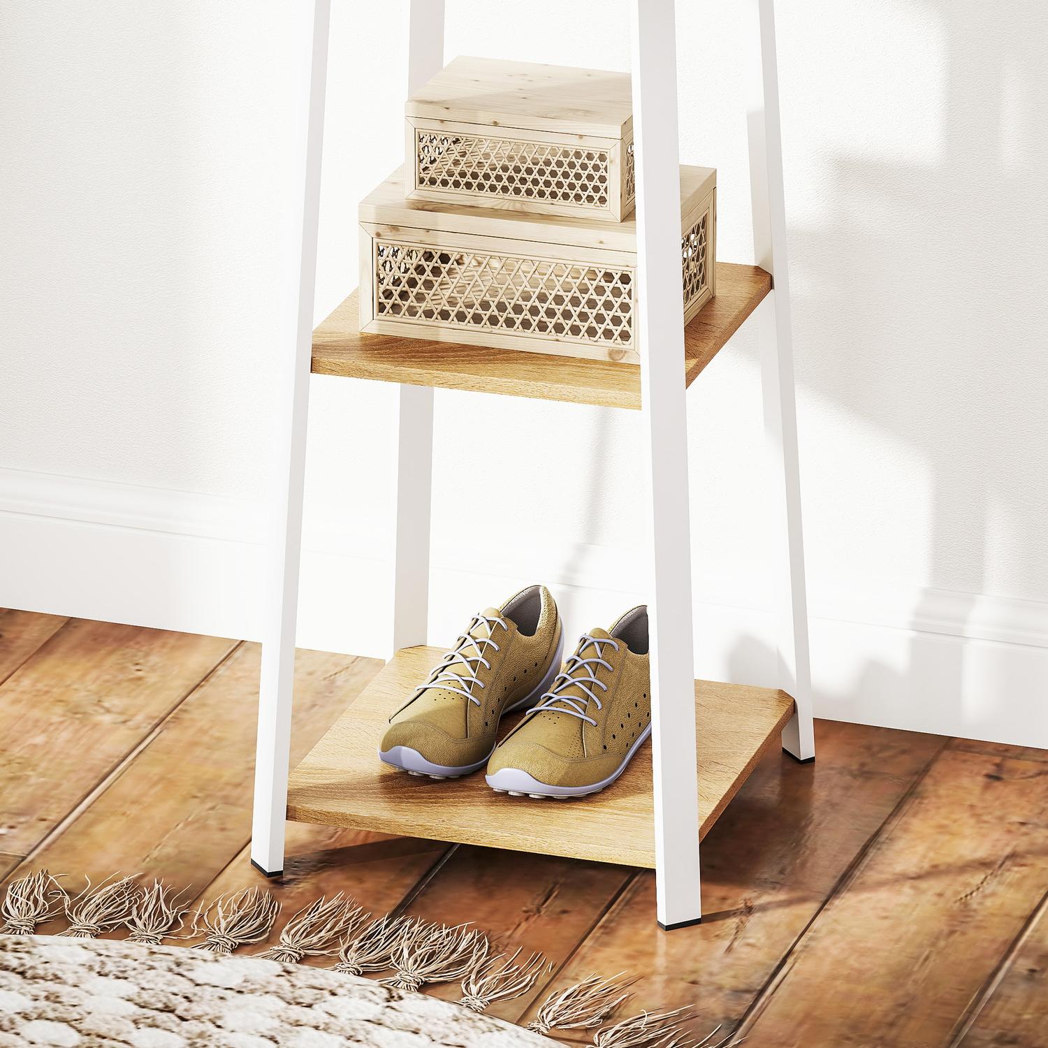 Stålklädhängare med krokar – Vit, 4 nivåer, 170 cm