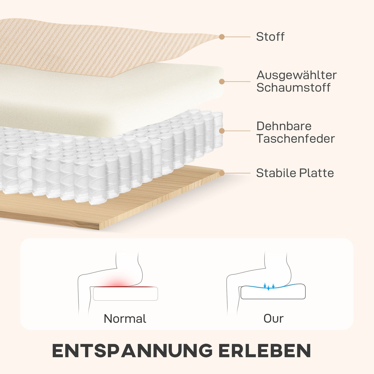 Ställbar L-formad bäddsoffa med förvaring, beige