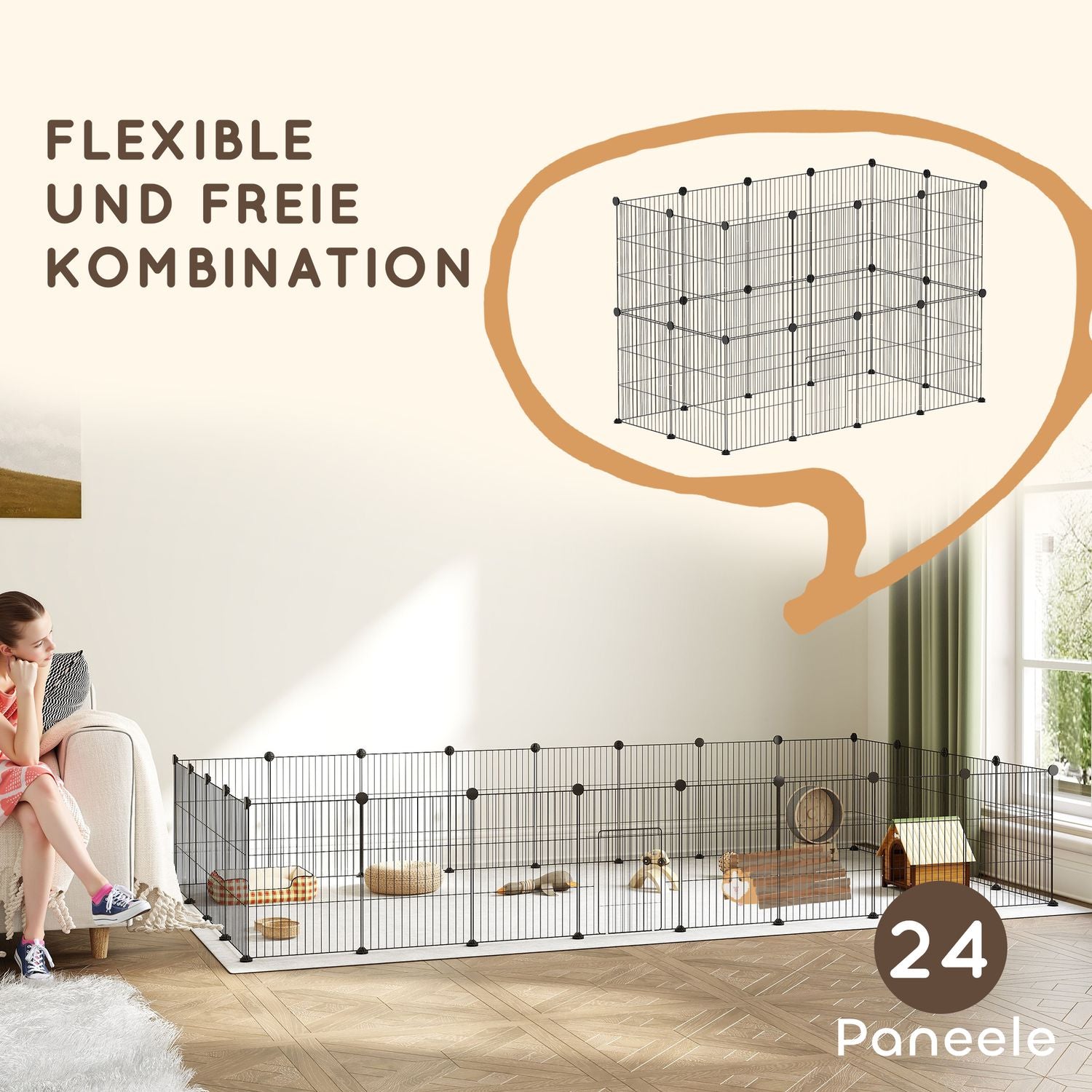 Stålnät för kanin och marsvin, inomhus/utomhus