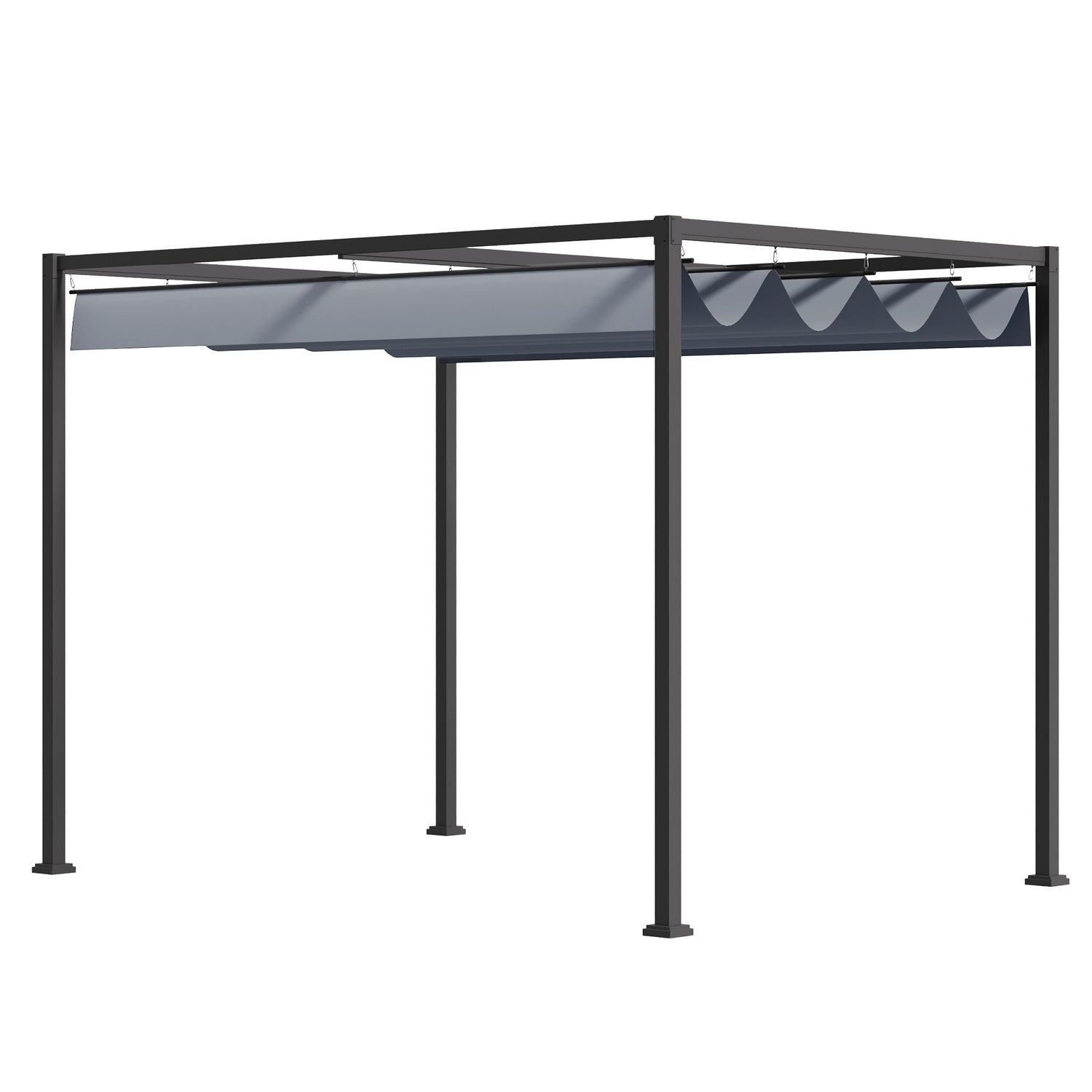 Stålpergola 4x3m med justerbart tak, mörkgrå