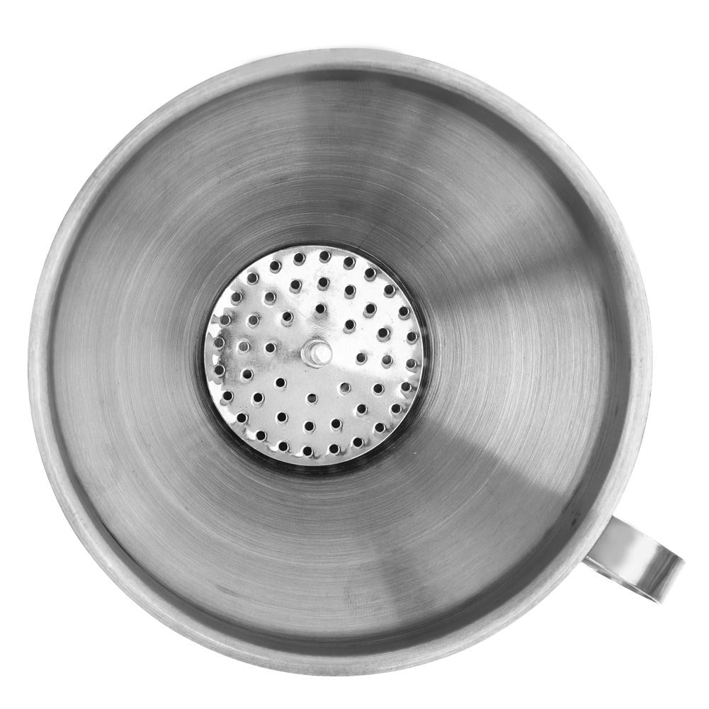 Ståltratt med sil - 12,5 cm diameter