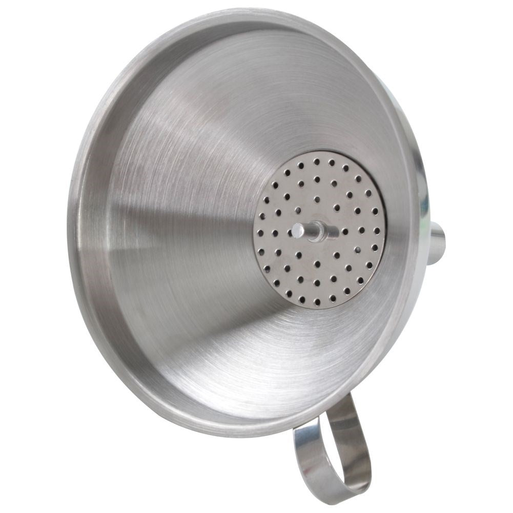 Ståltratt med sil - 12,5 cm diameter
