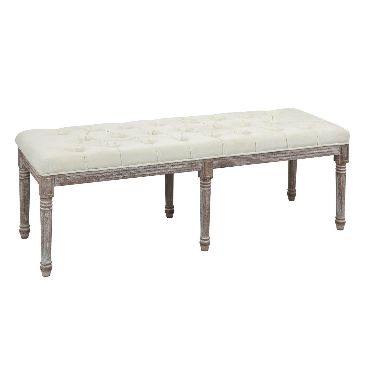 Beige vintage klädd bänk, sammetslen, 142x47x51 Cm