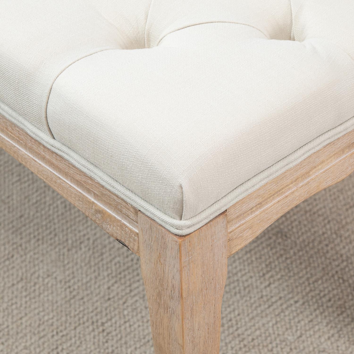 Beige stoppad gummiträbänk – vintagestil, 110x40x48Cm