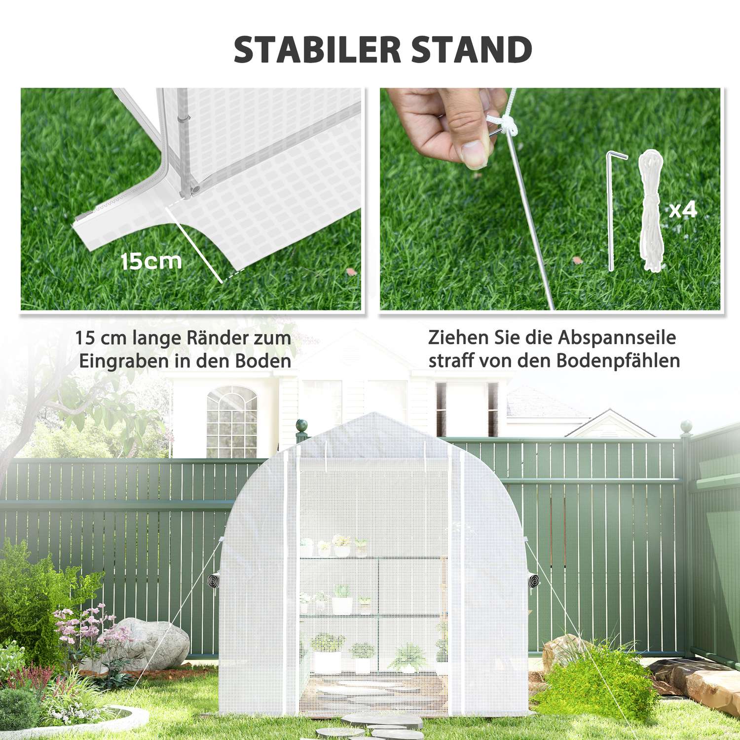 Stort filmväxthus, 3x2x2m, UV-beständigt, upprullbara sidor