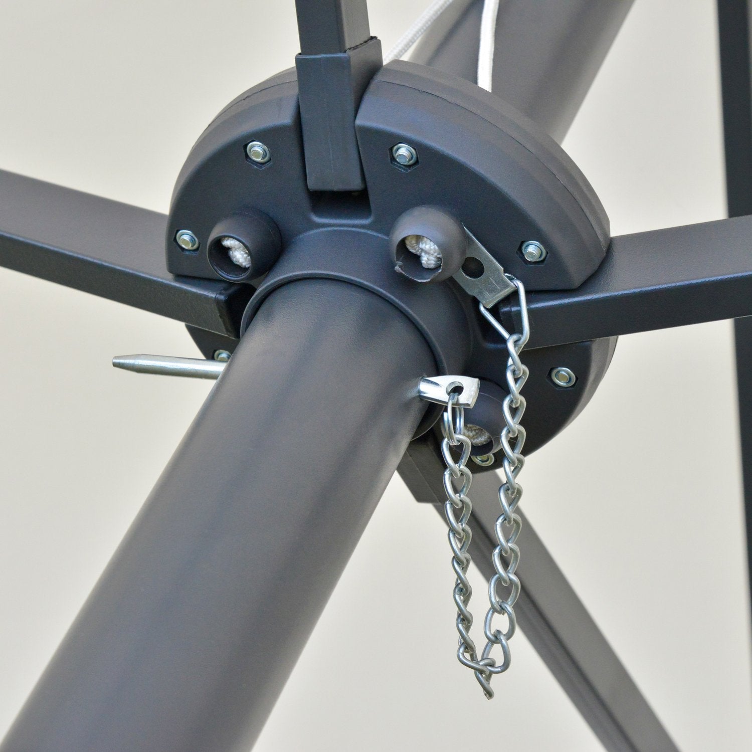 Stort ovalt trädgårdsparasoll – 440x260cm, LED, Krämvit