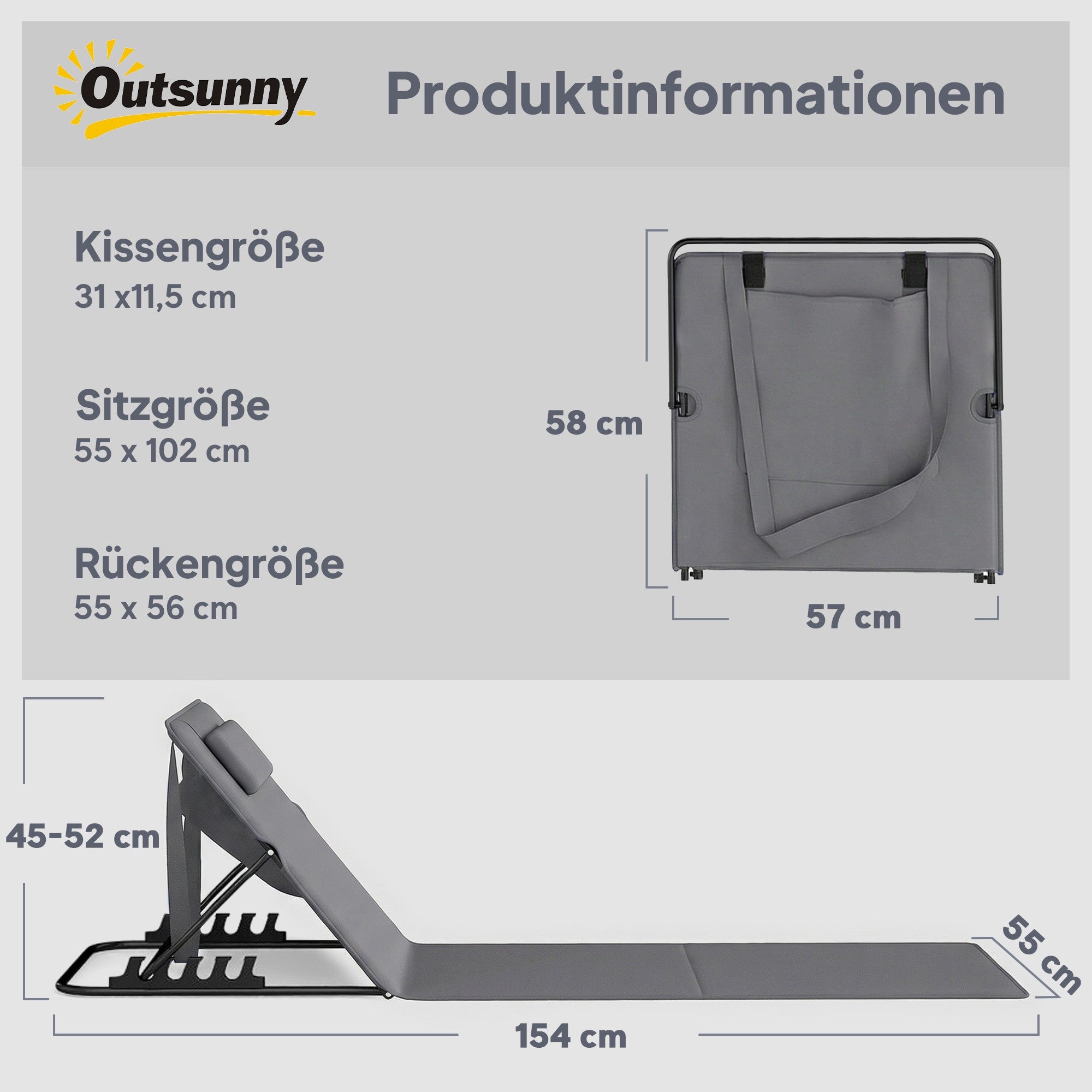 Strandloungeset, justerbart ryggstöd, bärbart, 2-pack