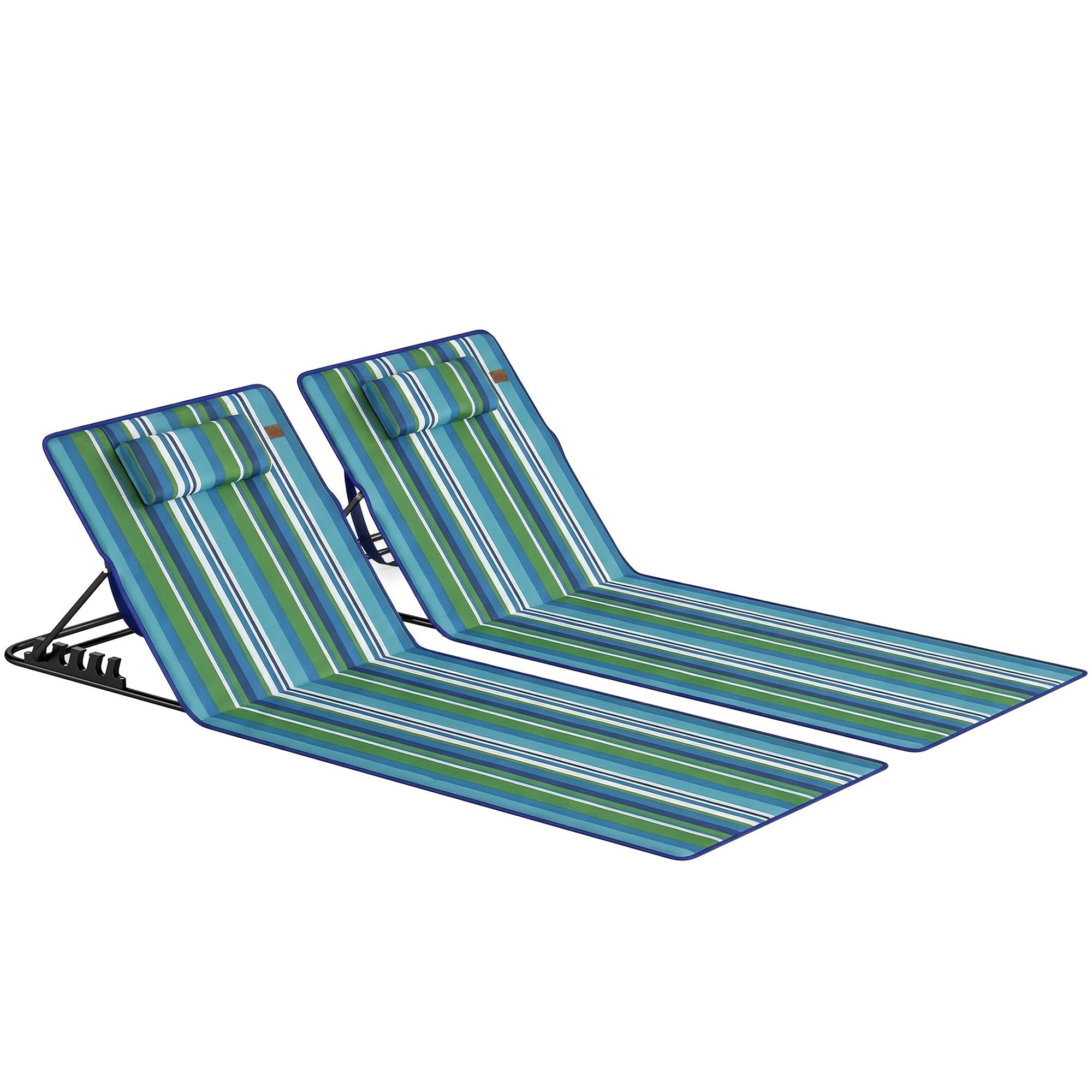 Strandloungeset med 2 st med justerbart ryggstöd och kudde