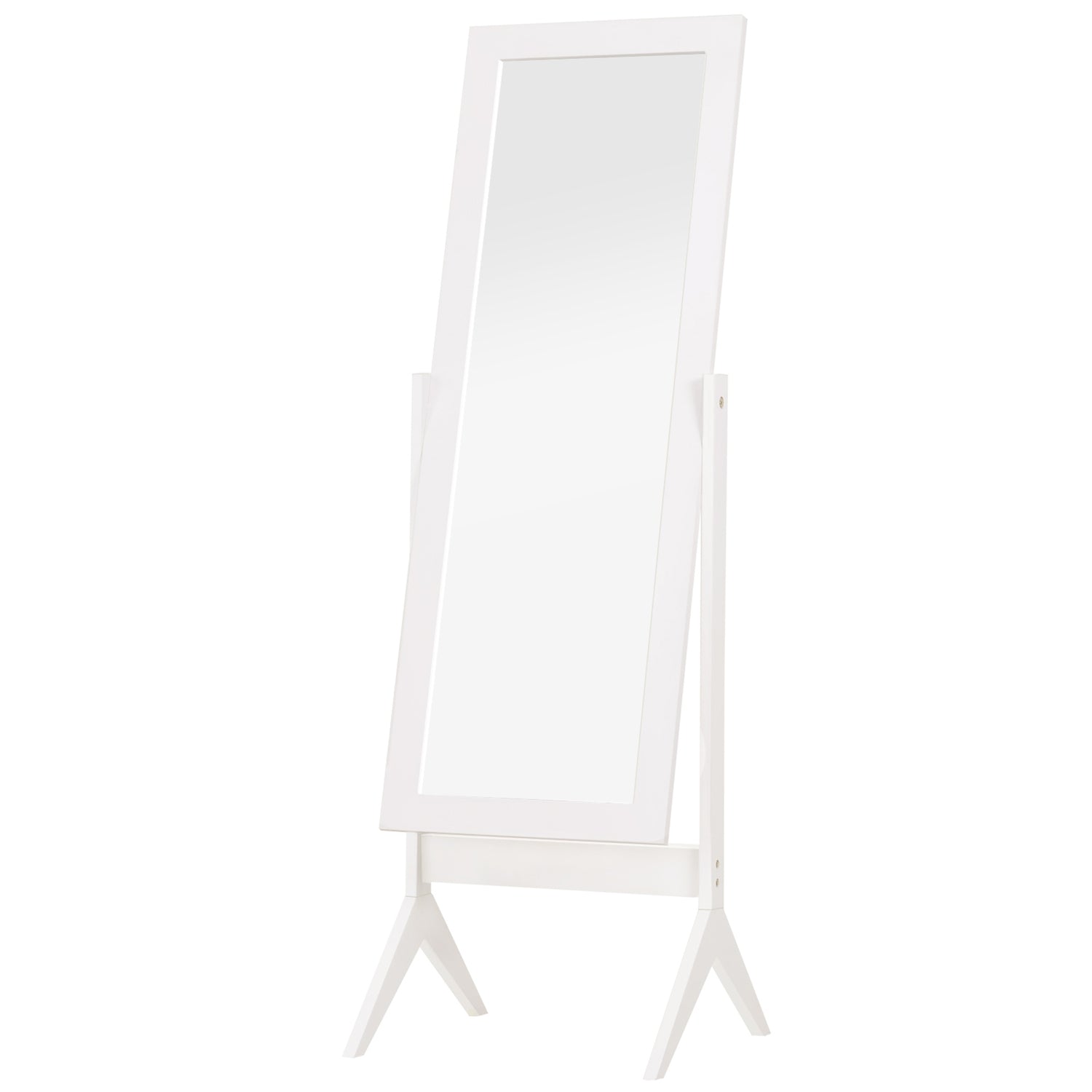 Hög hellängdsspegel med stativ, MDF, vit, 47x46x148cm
