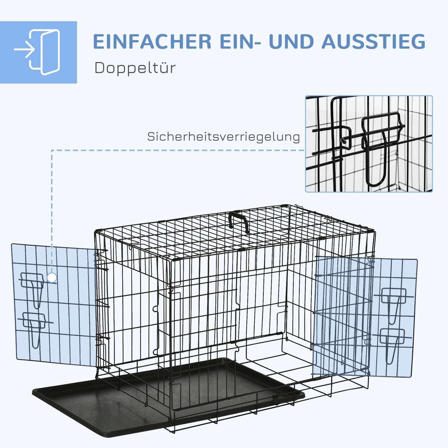 Hundekasse Transportkasse Smådyrbur Hundebur Transportbur Sammenleggbar Metall Svart 76 X 46 X 52 Cm