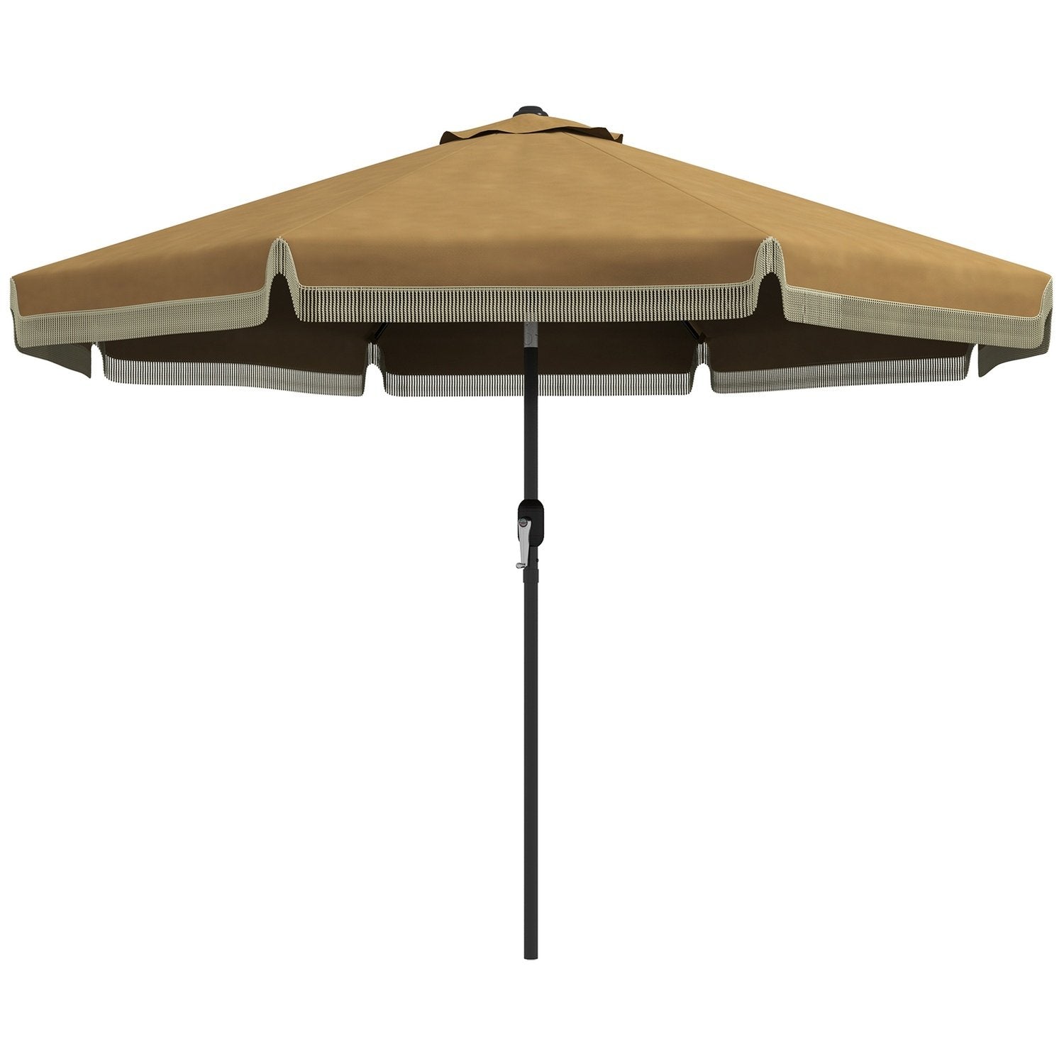 Parasoll Diameter 265 Cm Patio Paraply Med Frynser Vippe Strand Parasoll Med 8 Ribber For Hage Balkong Khaki