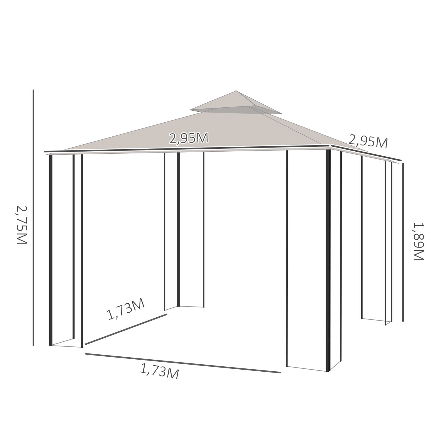 Paviljong Hage Paviljong Festtelt Hagetelt Markeringstelt Dobbelttak 3X3M