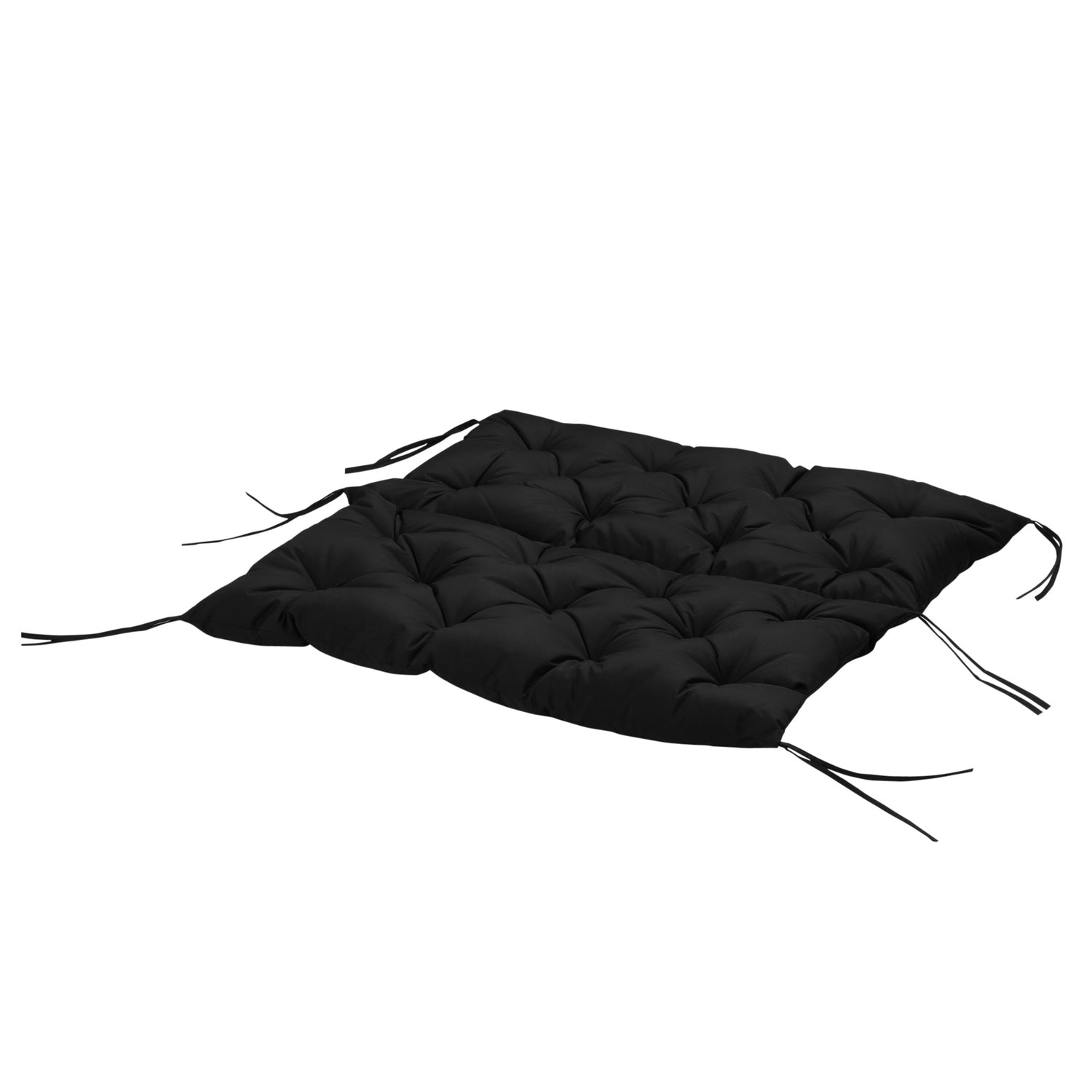 Svart 3-sits bänkkudde med remmar – 100x98x8 cm