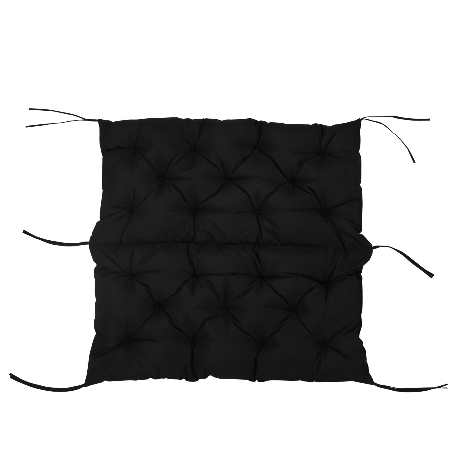 Svart 3-sits bänkkudde med remmar – 100x98x8 cm