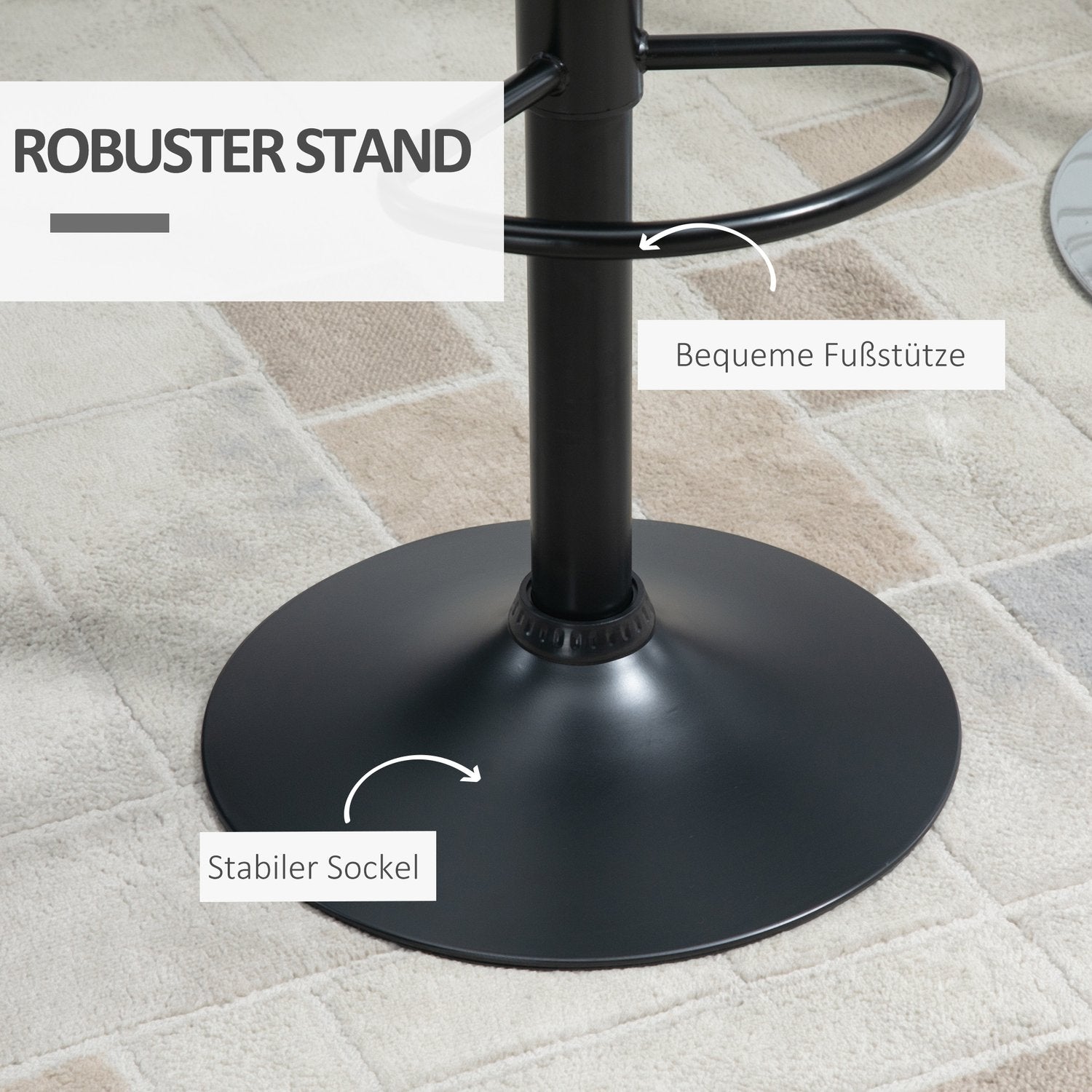 Svarta svängbara barstolar Set om 2 med ryggstöd, PU-överdrag