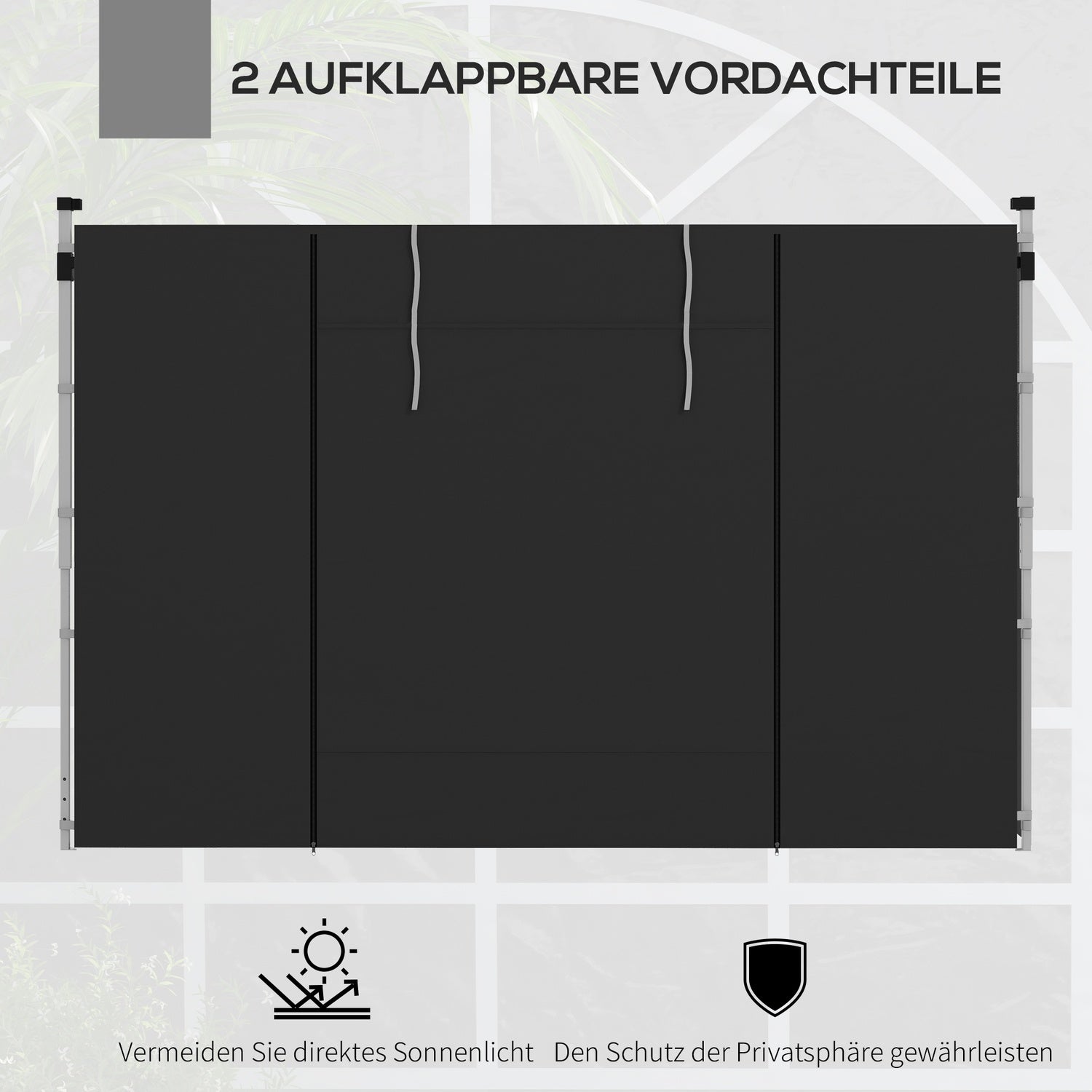 Svarta vattentäta paviljongsidopaneler – 3x3/3x6 m, vindskydd