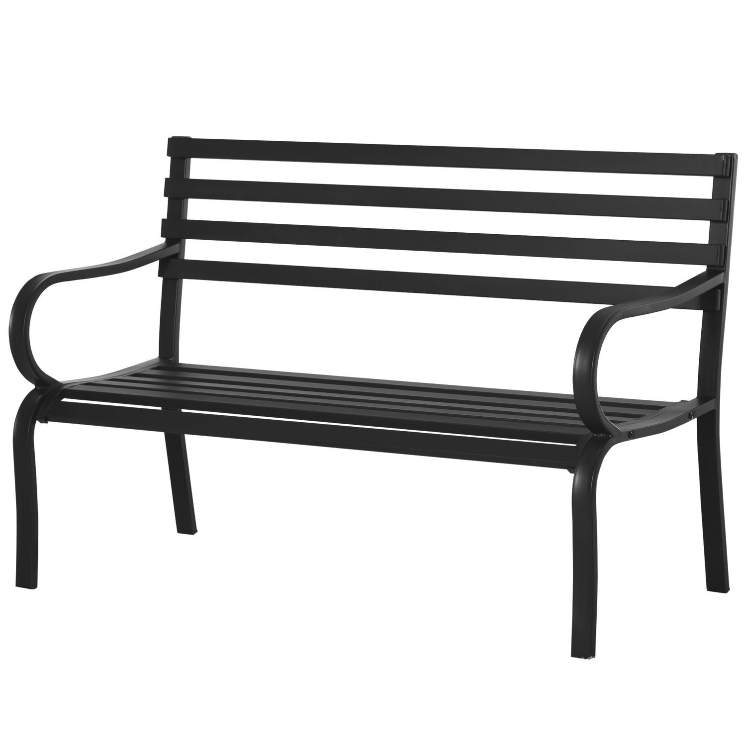 Svart metall 2-sits trädgårdsbänk – 127 x 58 x 82 cm