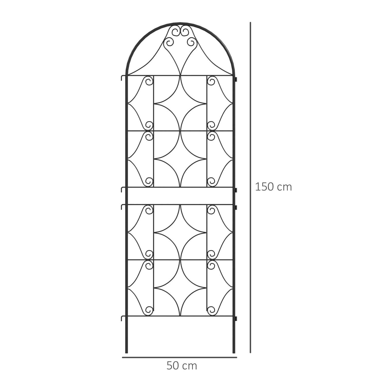 Svart rostfri metallspaljéset för klätterväxter, 50x150 cm