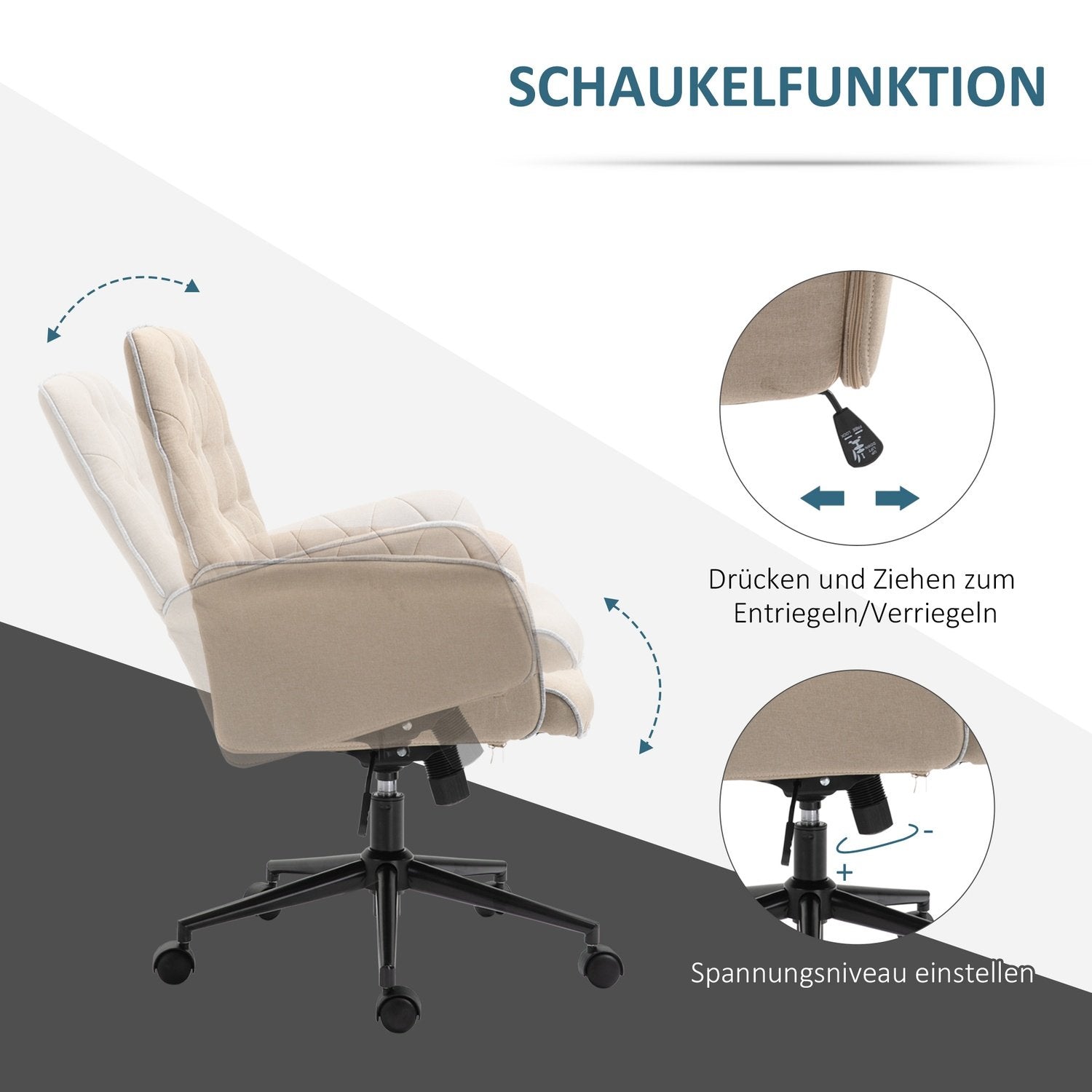 Snurrstol Kontorsstol Höjdjusterbar Ergonomisk Rocker Funktion Skum