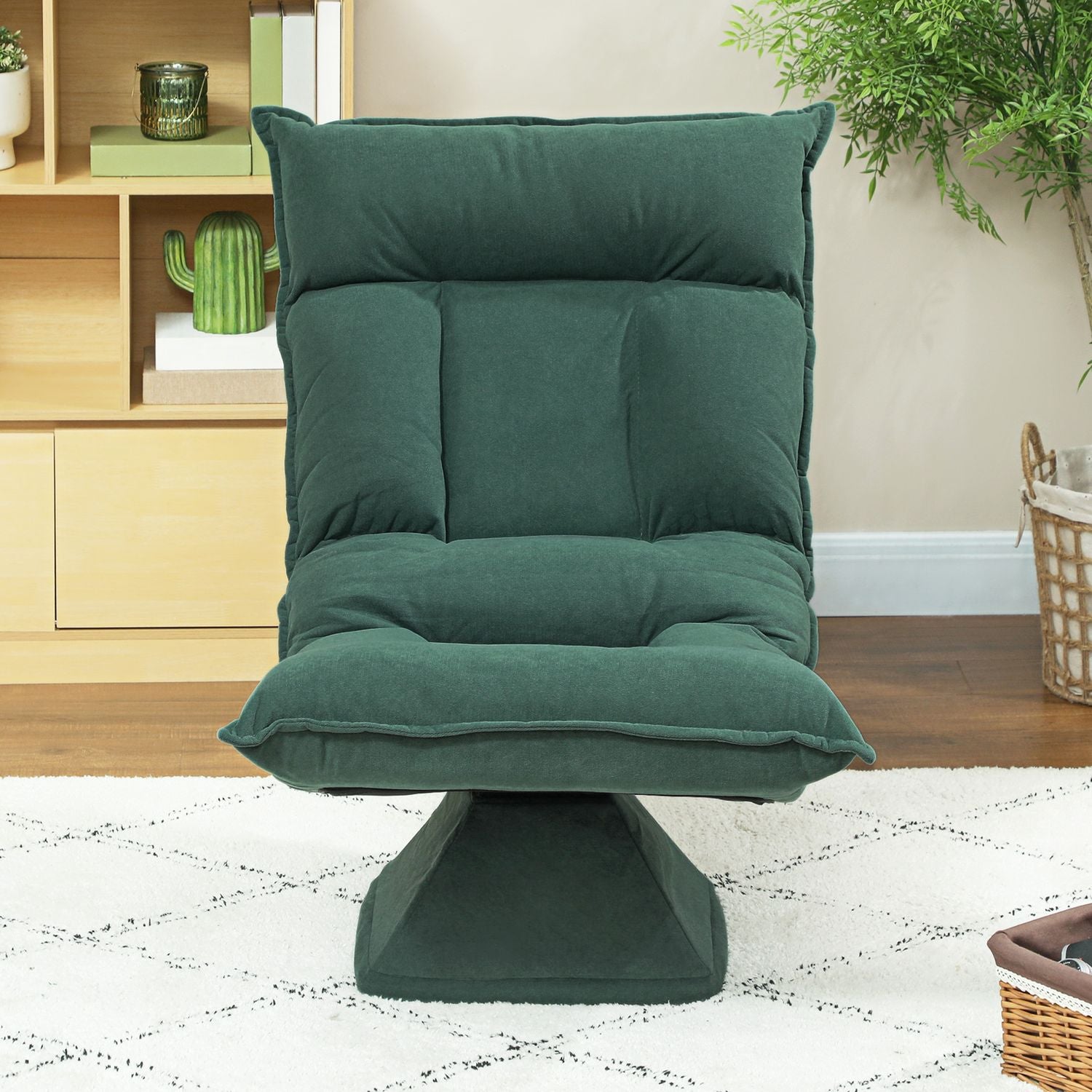 Swivel Floor Stol med justerbart ryggstöd – Green Velvet