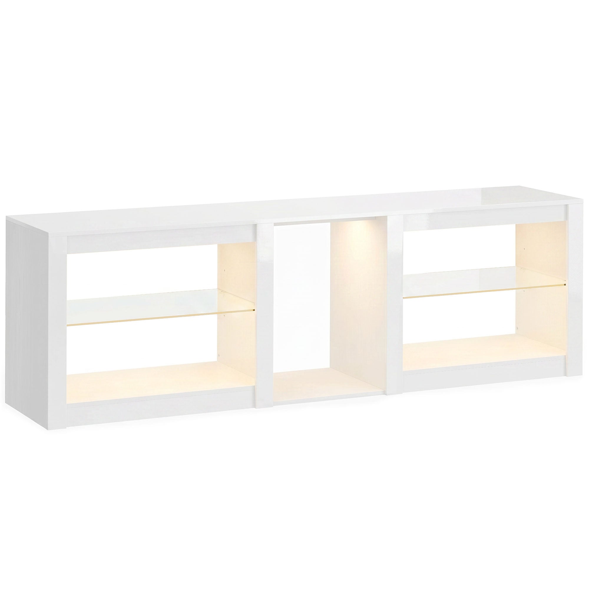 TV-bänk med RGB LED-lampor, högblank vit, 160 cm