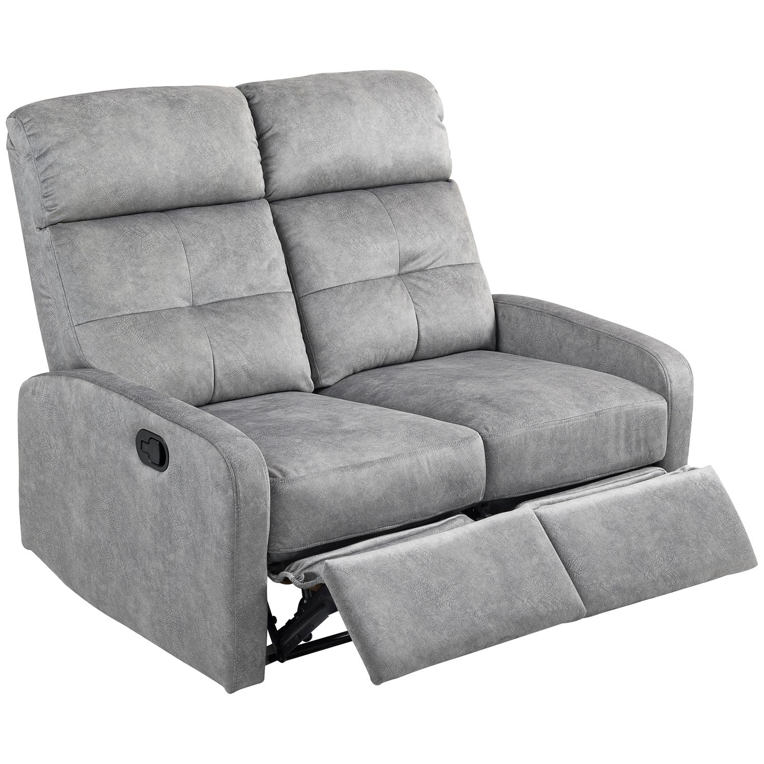 Vilstolssoffa, 2-sits med fotstöd, Pocket Spring, Grå