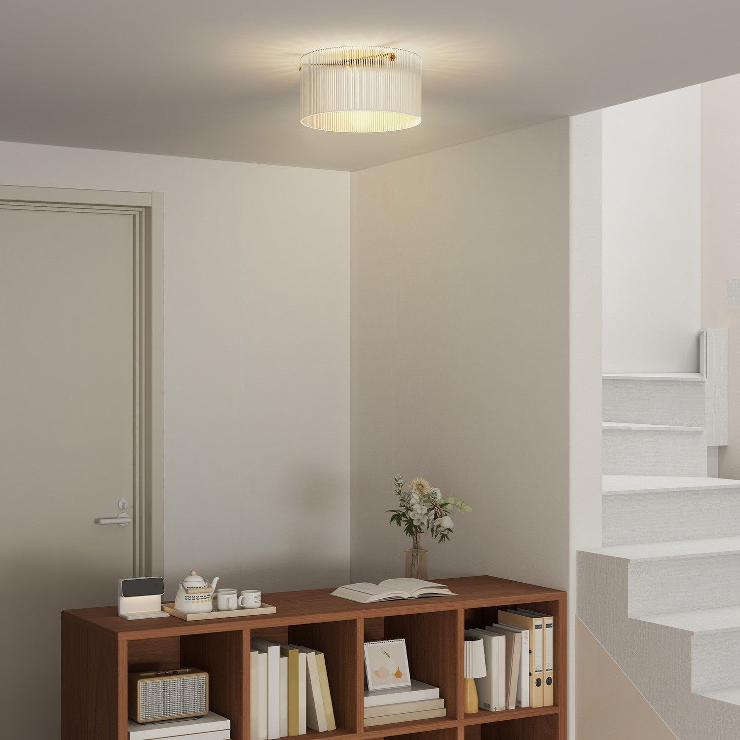 Taklampa med lampskärm i akryl, metall, halogen och LED-kompatibel
