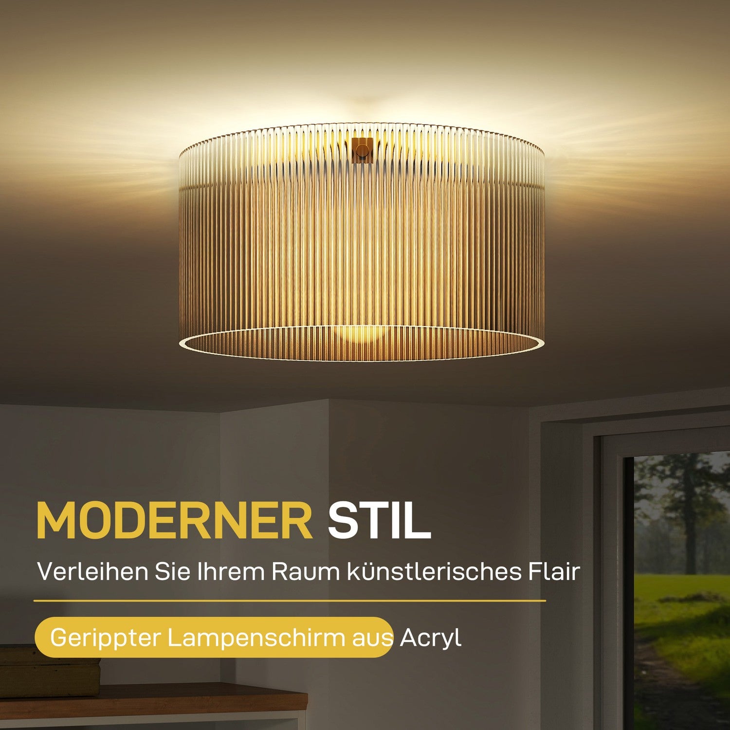 Taklampa med lampskärm i akryl, metall, halogen och LED-kompatibel