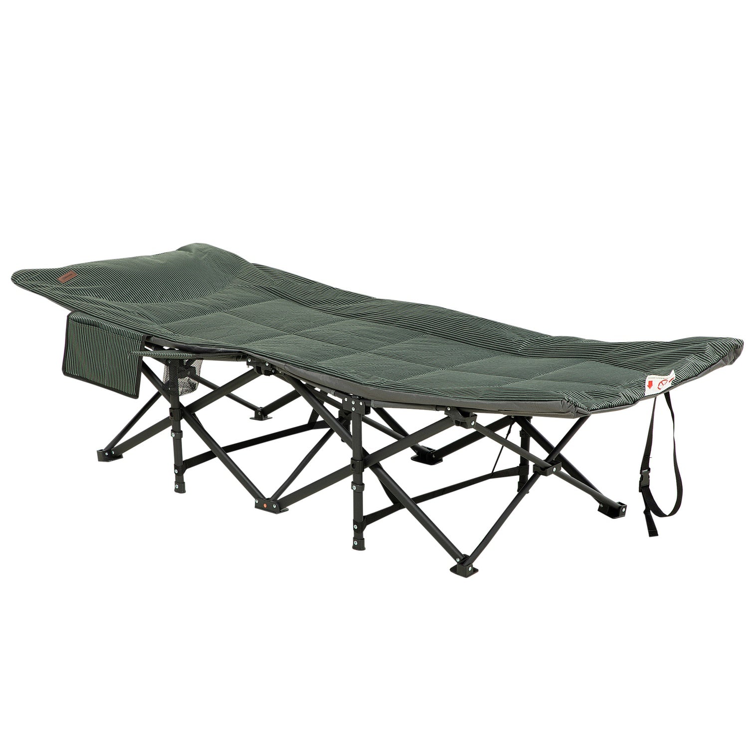 Hopfällbar campingsäng med väska, grå, stöder 120 kg