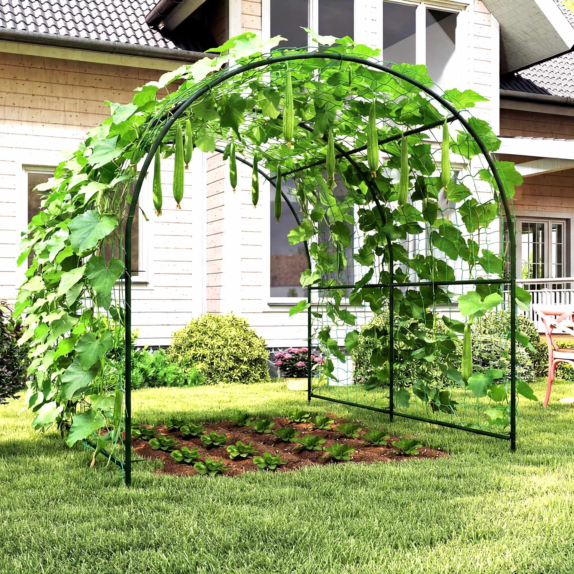 Tomatspaljébåge, stål, 216 cm, mörkgrön
