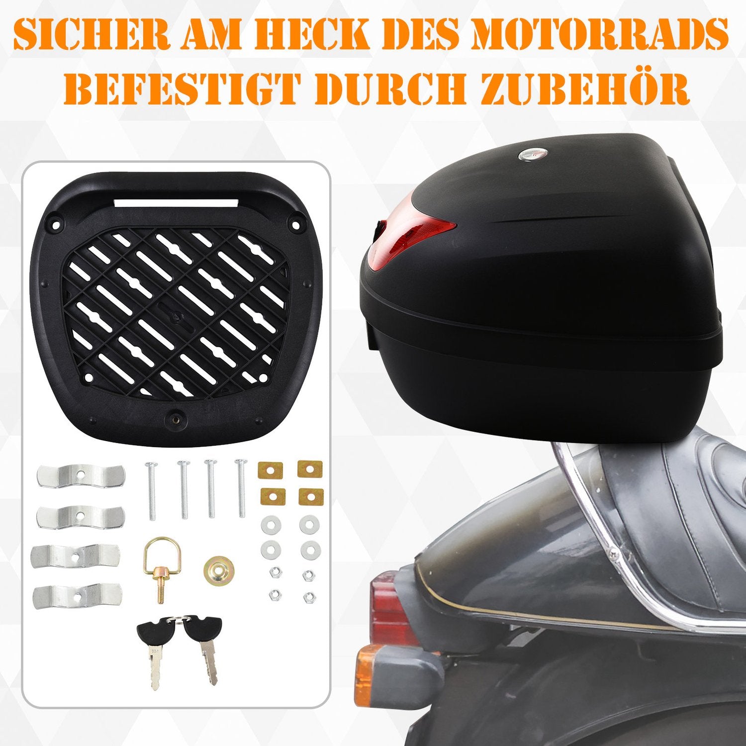 Toppfodral för motorcykel och skoterhjälm, 48L, svart