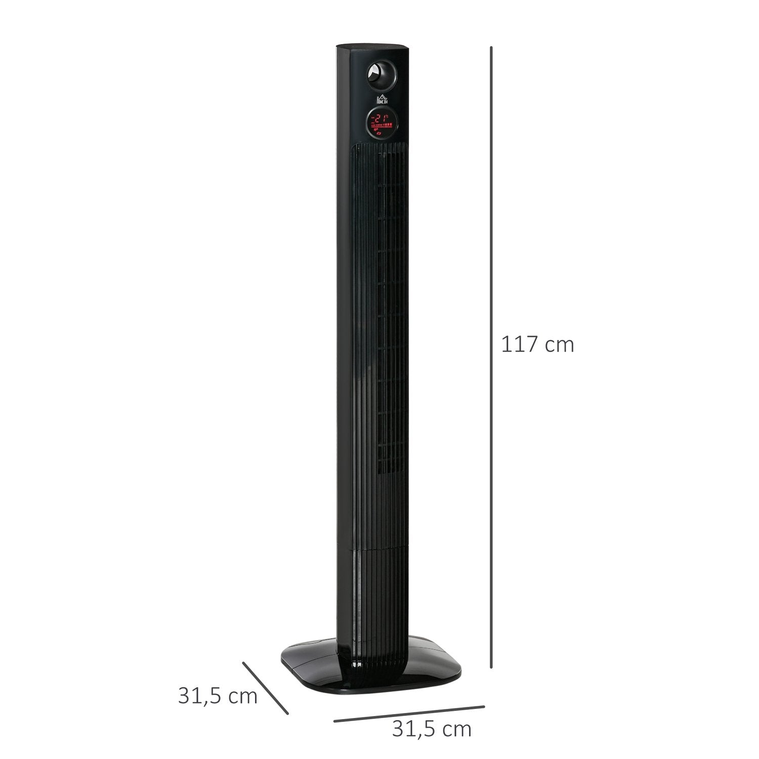 Tower Fläkt Kolumn Fläkt Med Fjärrkontroll, Aroma Diffuser, Timer, 3 Nivåer, 45W, 70° Oscillation, Svart