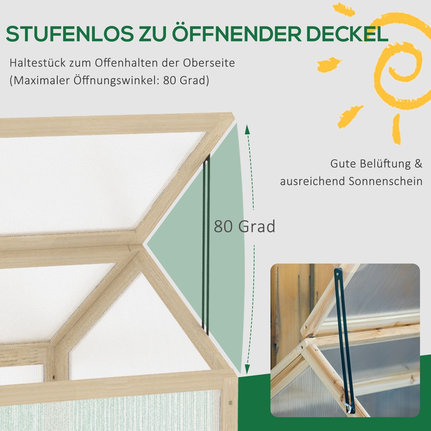Mini drivhuskasse i tre – vintertett, 90 x 52 x 49,5 cm