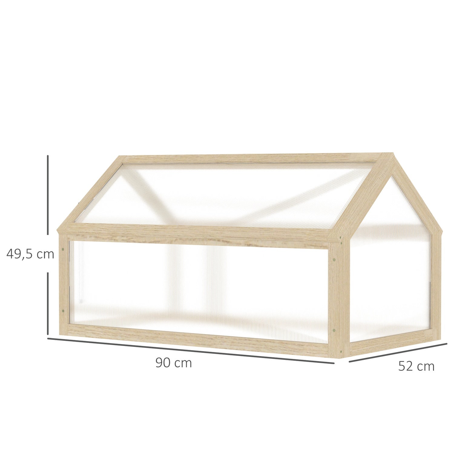 Mini drivhuskasse i tre – vintertett, 90 x 52 x 49,5 cm