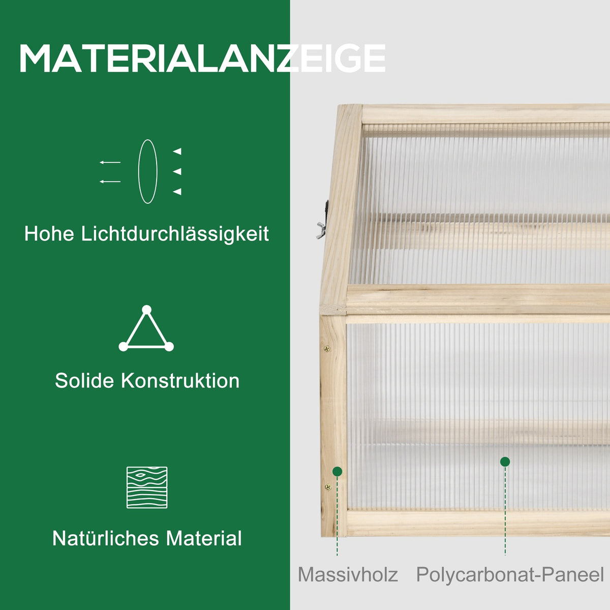 Mini drivhuskasse i tre – vintertett, 90 x 52 x 49,5 cm