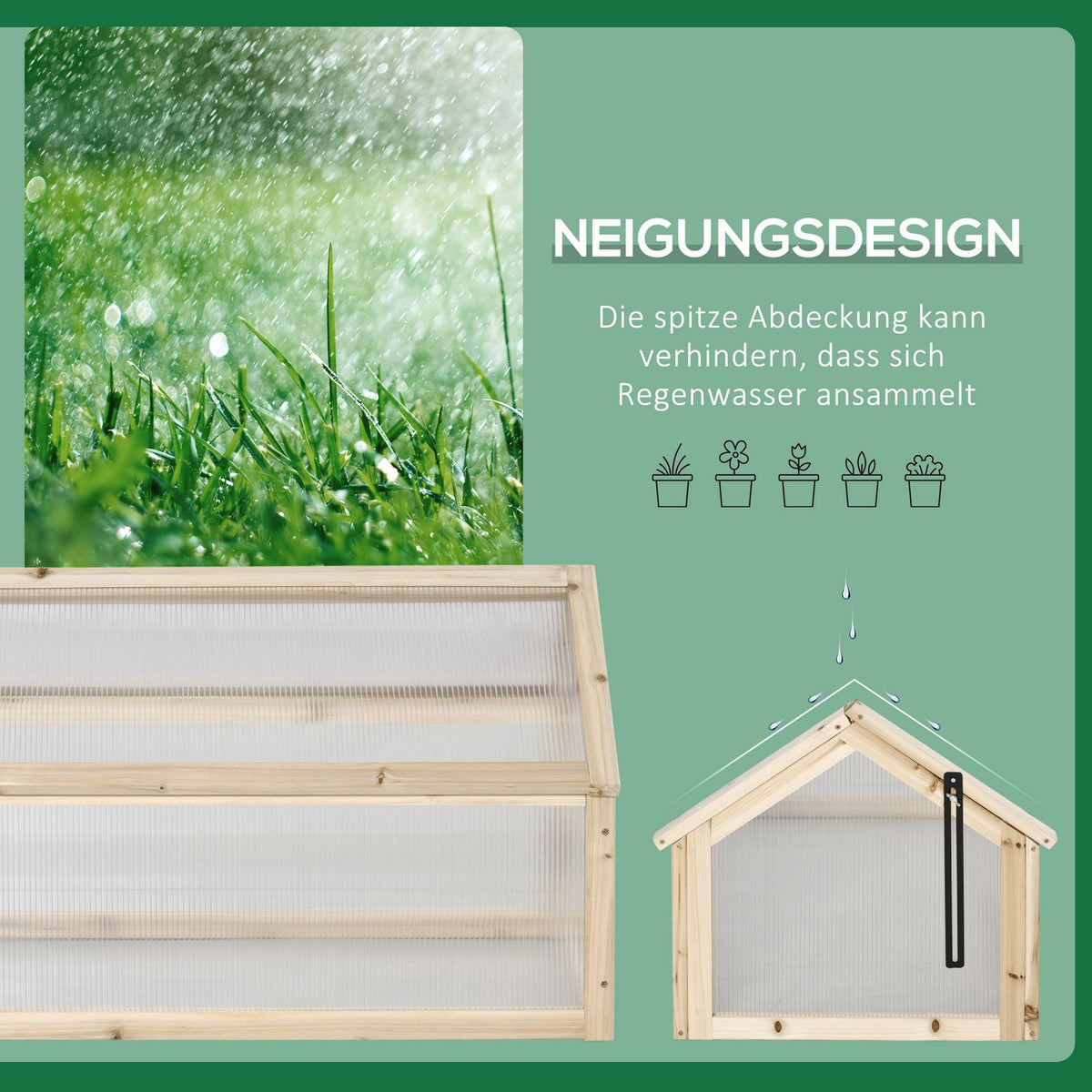 Mini drivhuskasse i tre – vintertett, 90 x 52 x 49,5 cm