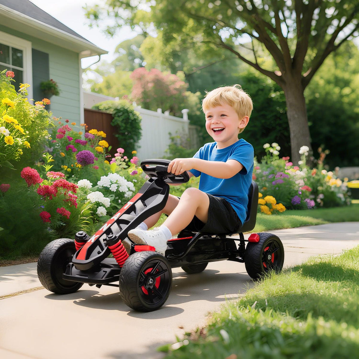 Trampgokart for barn, brems, sklisikre hjul, 3–6 år