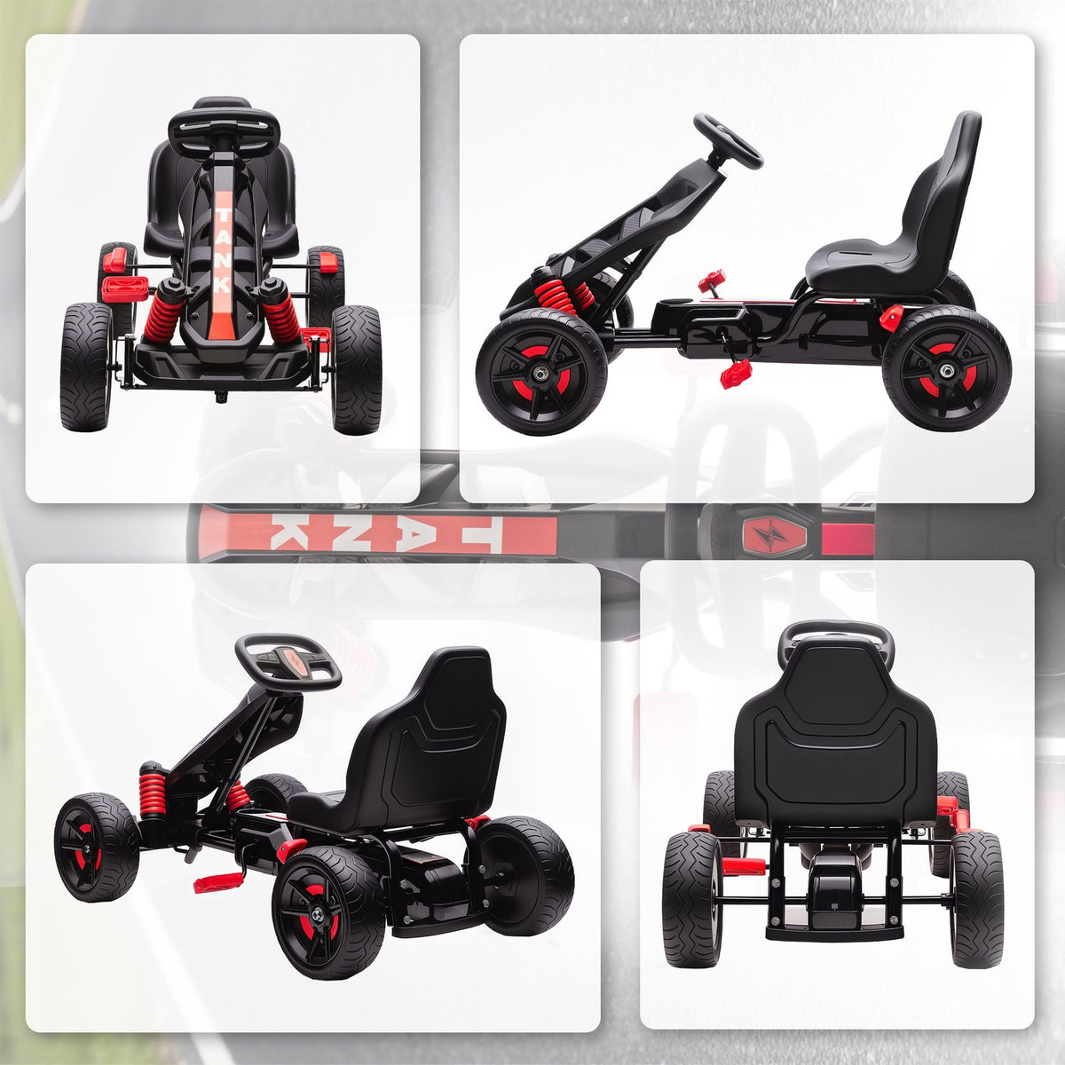 Trampgokart for barn, brems, sklisikre hjul, 3–6 år
