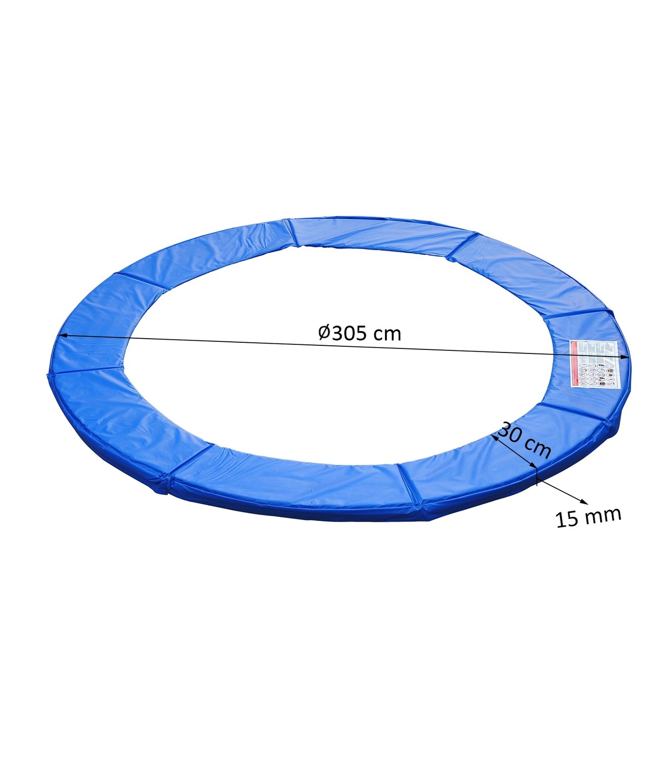 Tilbehørsett for trampolinekantbeskyttelse, beskyttelsesnett, værpresenning, for 8Ft-15Ft, Ø 305Cm, Blå