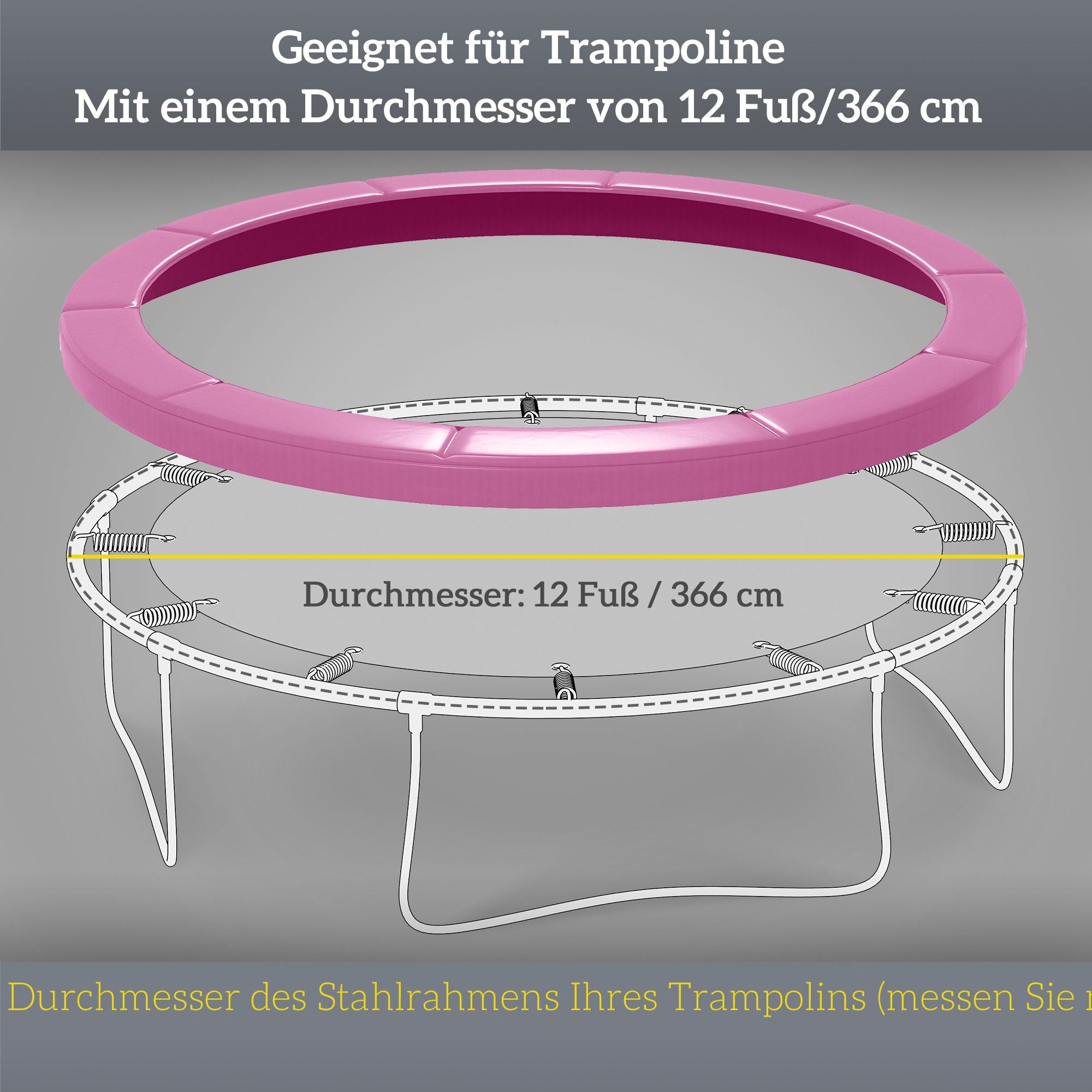 Trampolinskydd, Vattentätt, Rivtåligt, Ø366 cm, Rosa
