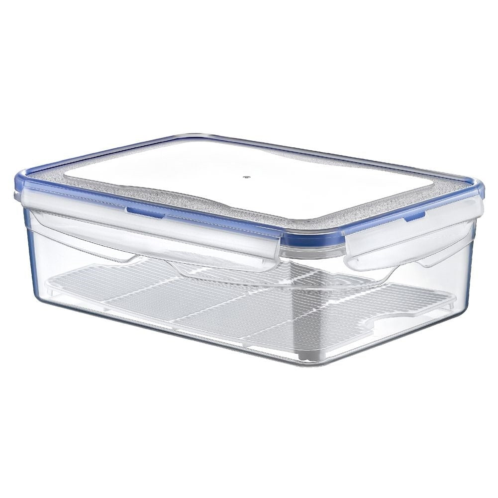 Transparent plastbehållare med silikonförsegling och galler