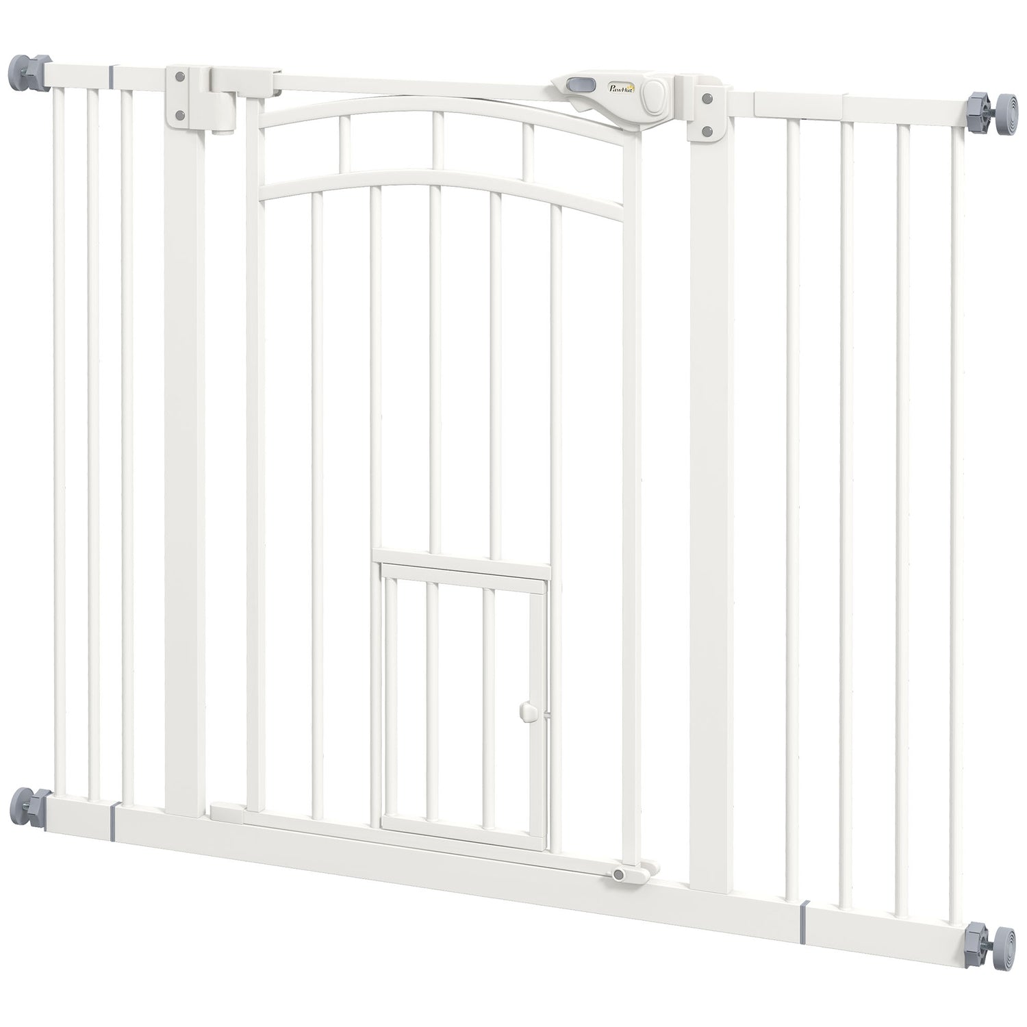 Auto-Close Pet Gate med kattlucka, 74-100 cm, Vit