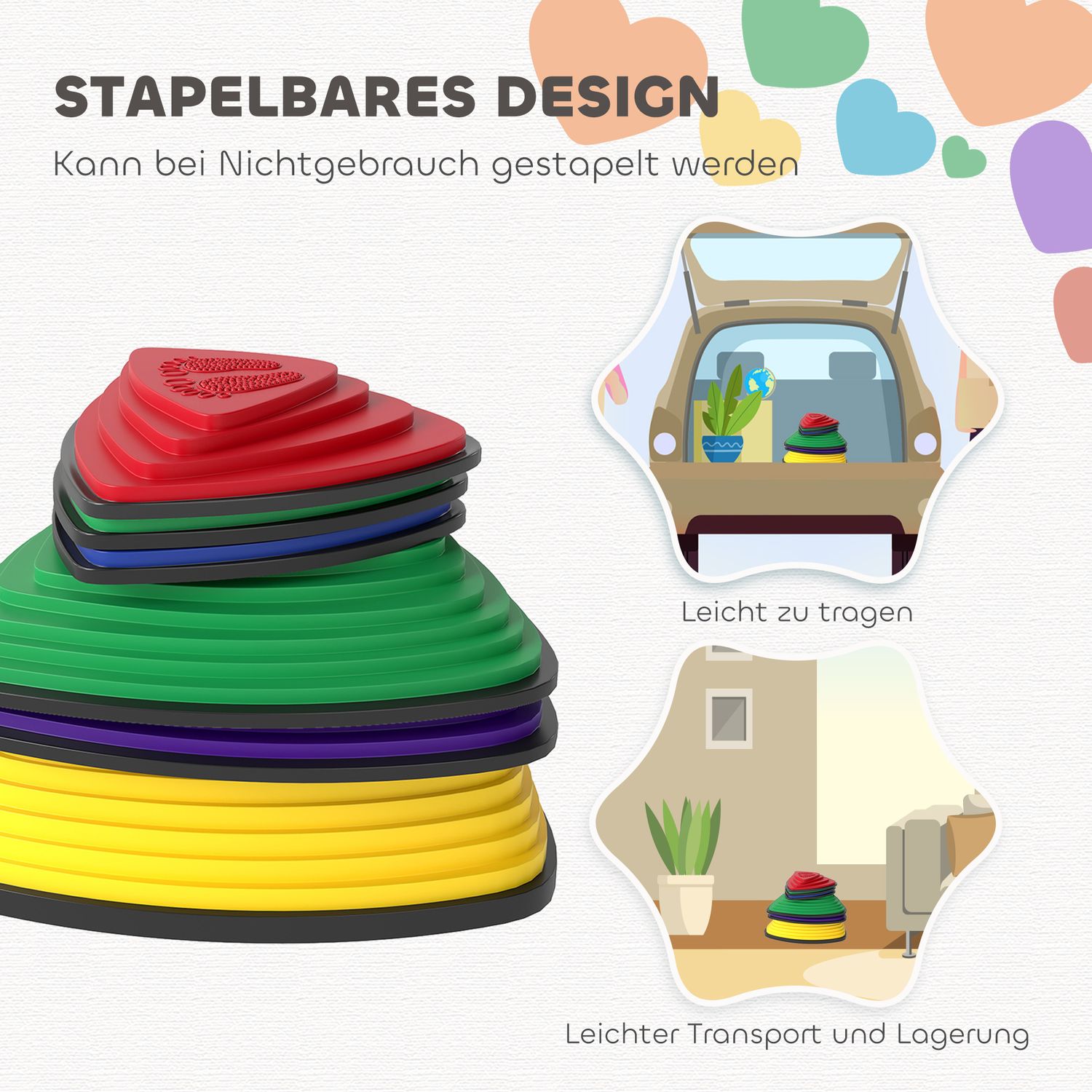 Trappstenset, Halkfri, Inomhus/Utomhus, Stapelbar