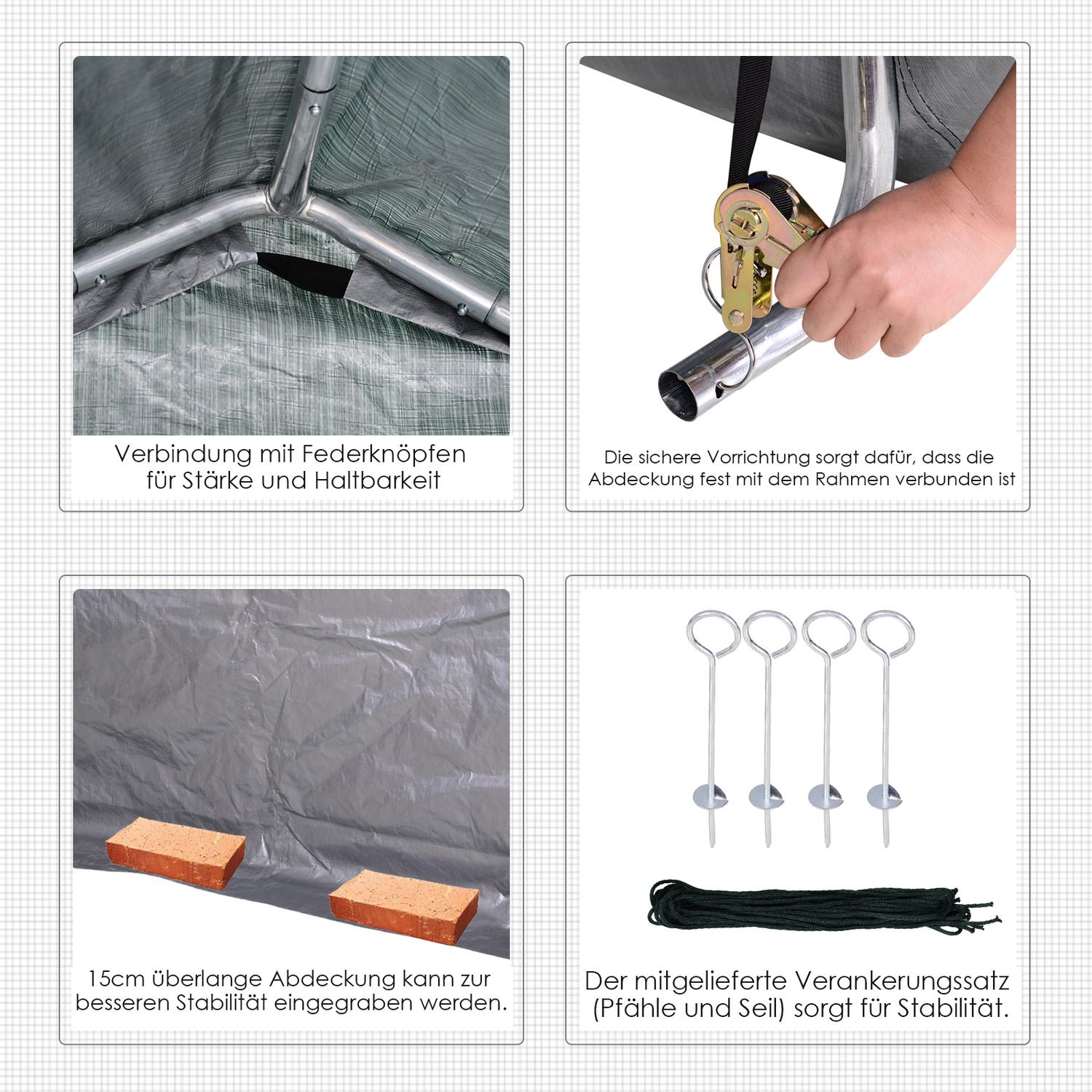Trädgårdsbod i stål, 2x2x2M Grå, UV-beständig