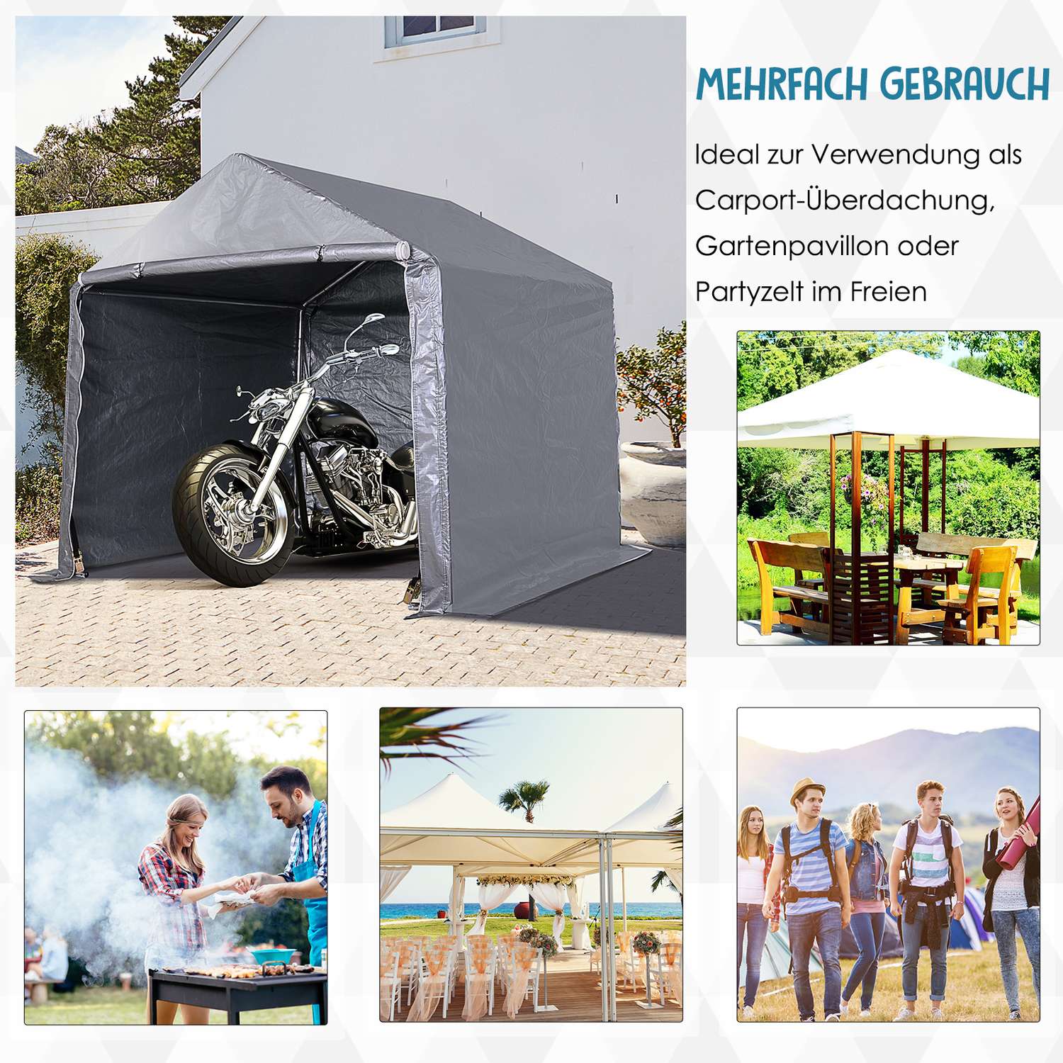 Trädgårdsbod i stål, 2x2x2M Grå, UV-beständig