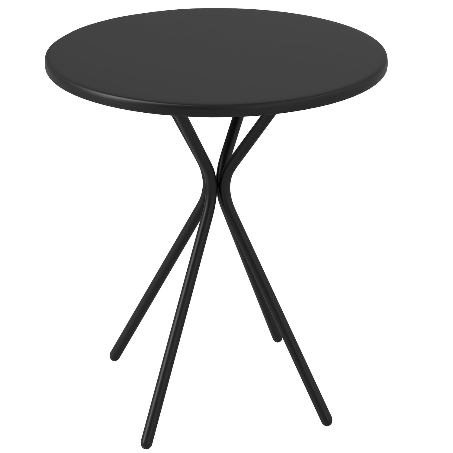 Runt svart utomhusstålbord, Ø60 x 70 cm – väderbeständigt & vadderat