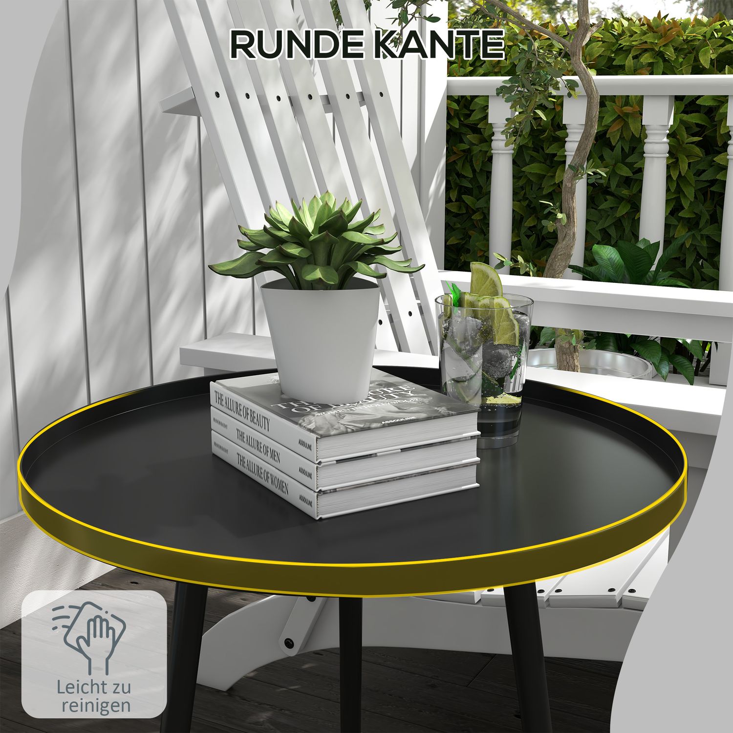 Trädgårdsbord i svart stål – 40 x 40 x 50 cm